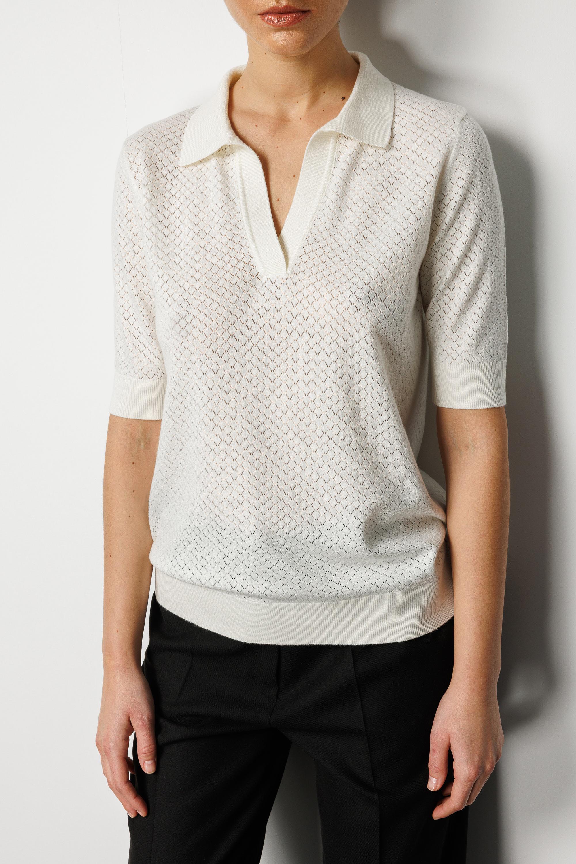 Polo Yaka Ajurlu Yarım Kol Triko