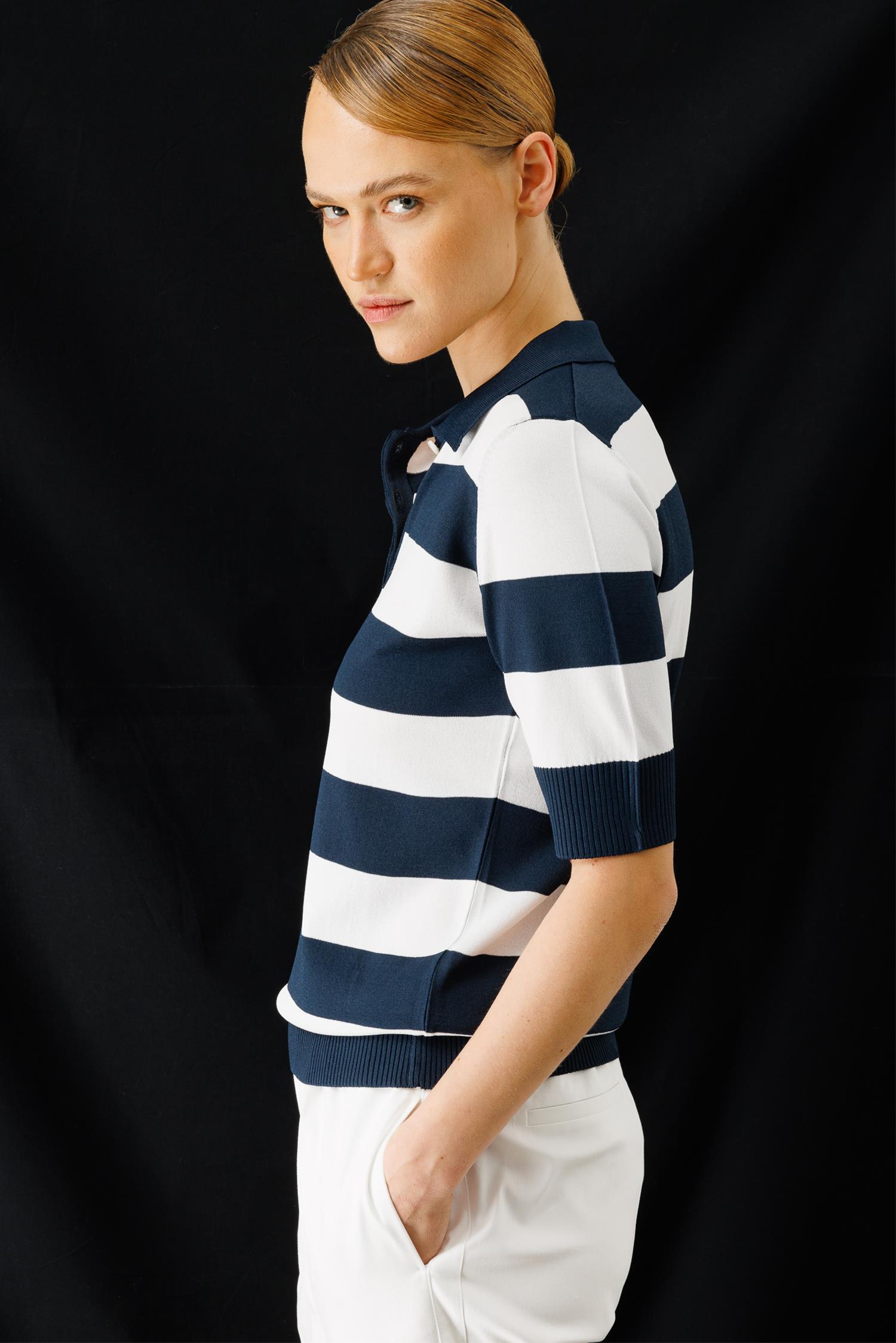 Polo Yaka Çizgili Triko