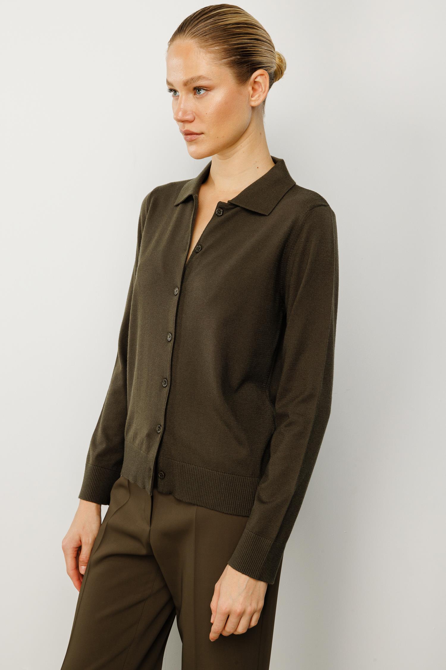 Polo Yaka Önden Düğmeli Triko