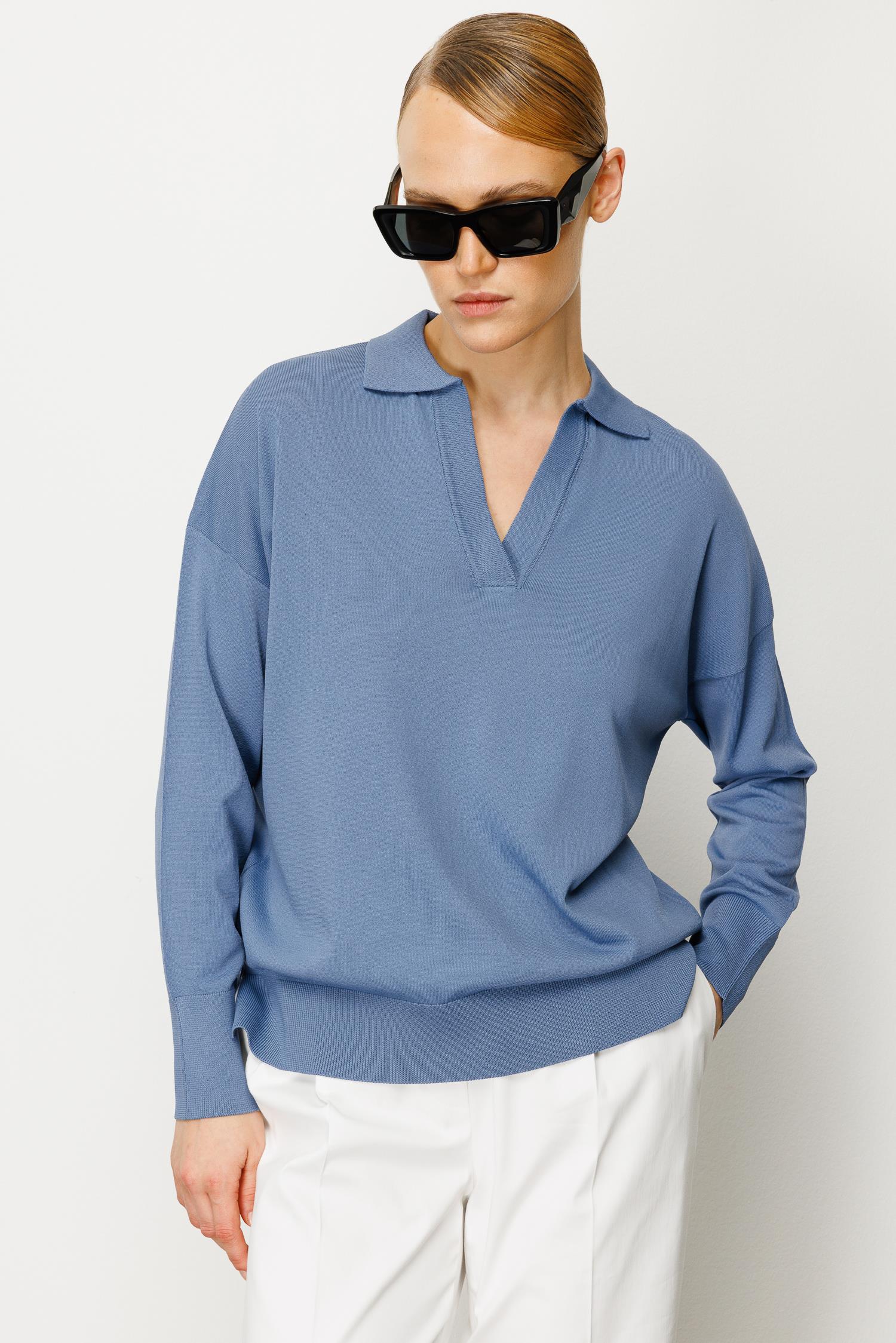 Polo Yaka Yırtmaçlı Triko