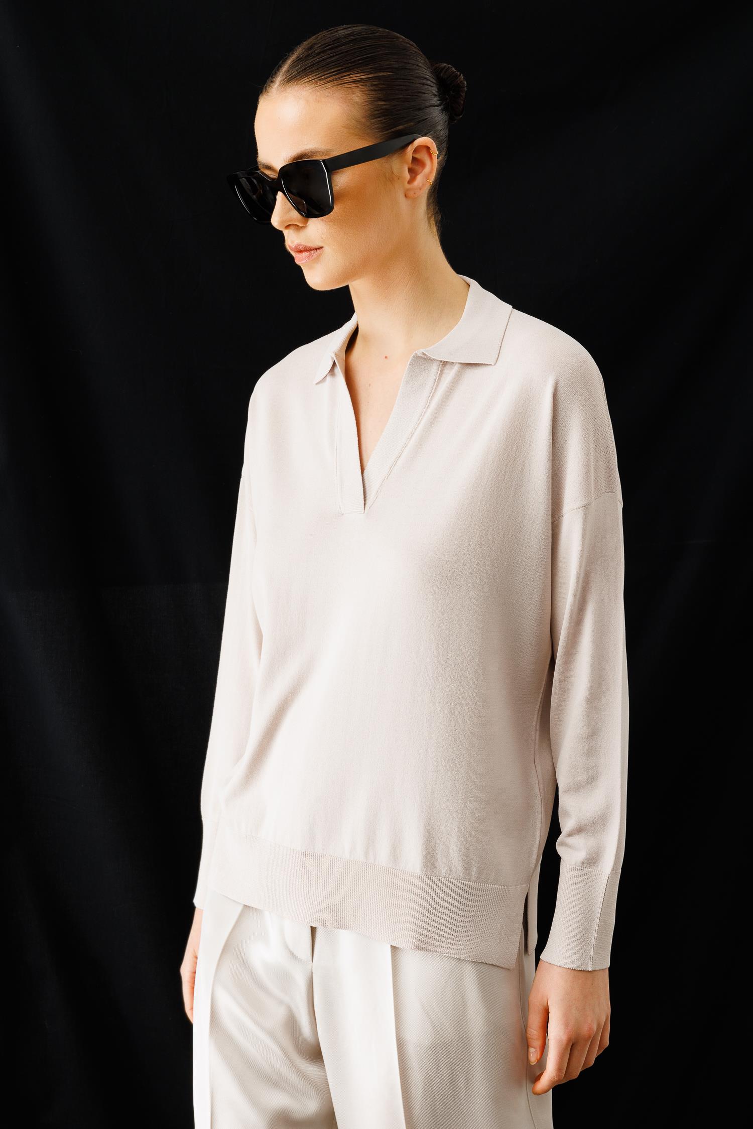 Polo Yaka Yırtmaçlı Triko