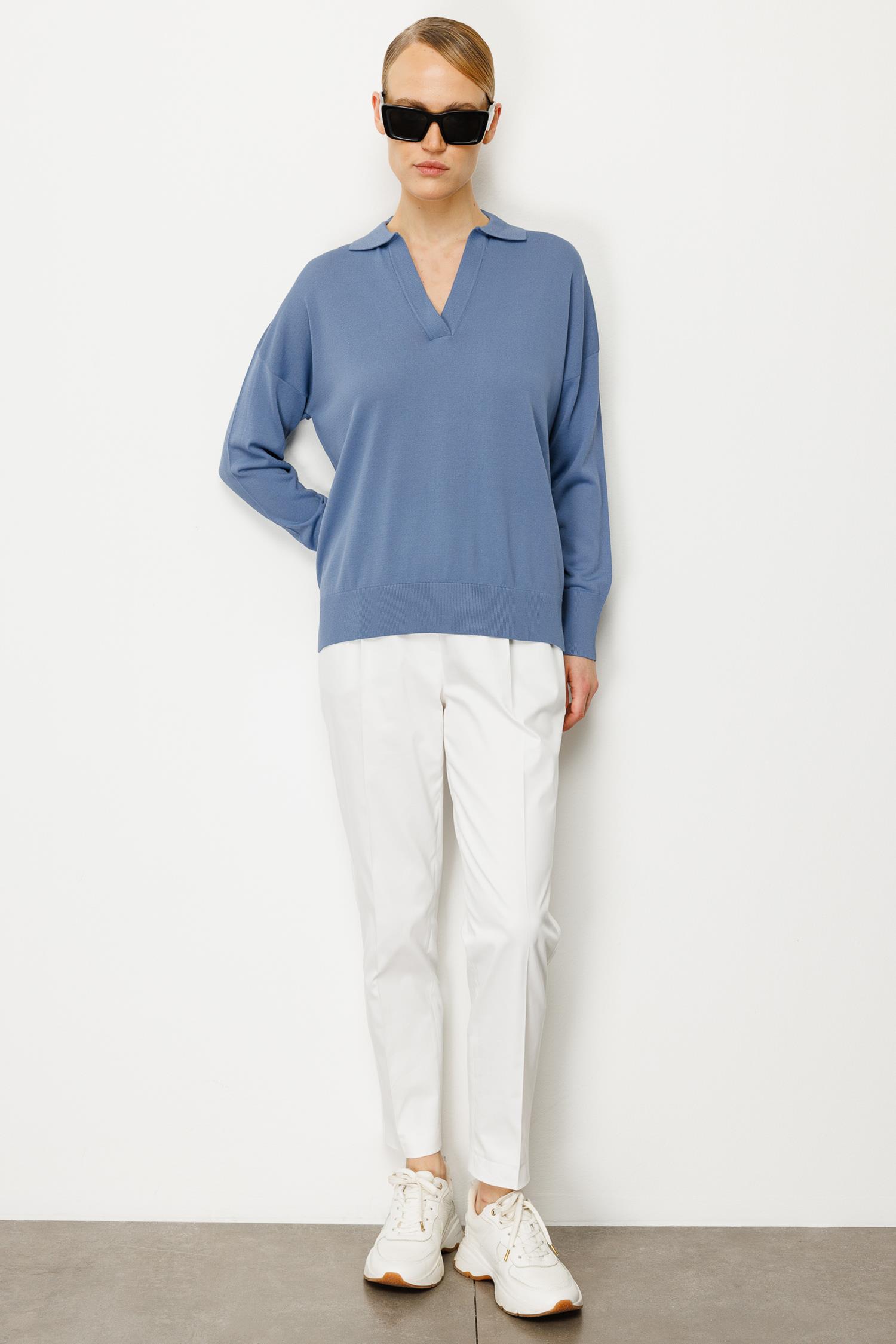 Polo Yaka Yırtmaçlı Triko