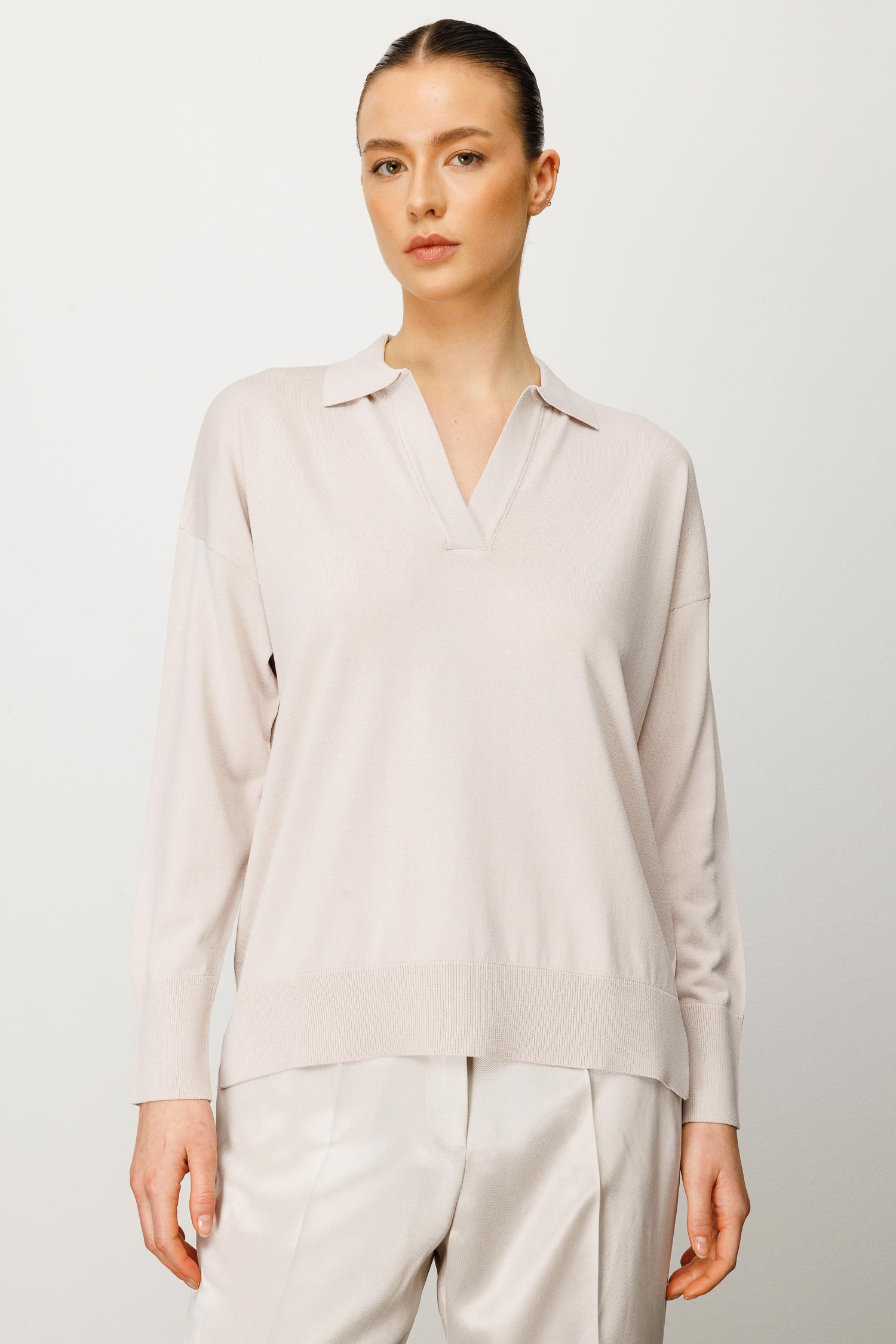 Polo Yaka Yırtmaçlı Triko