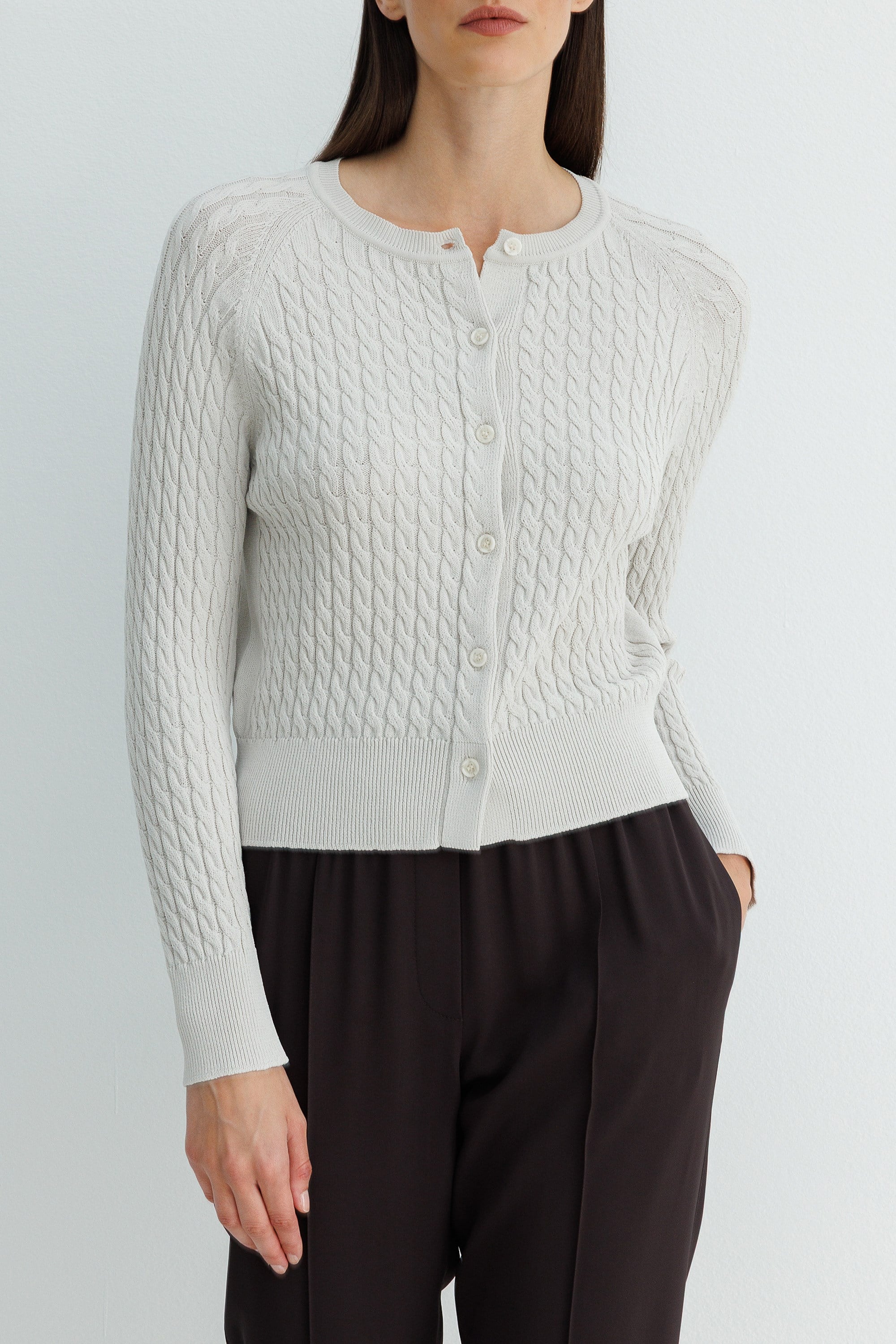 Saç Örgü V Yaka Hırka