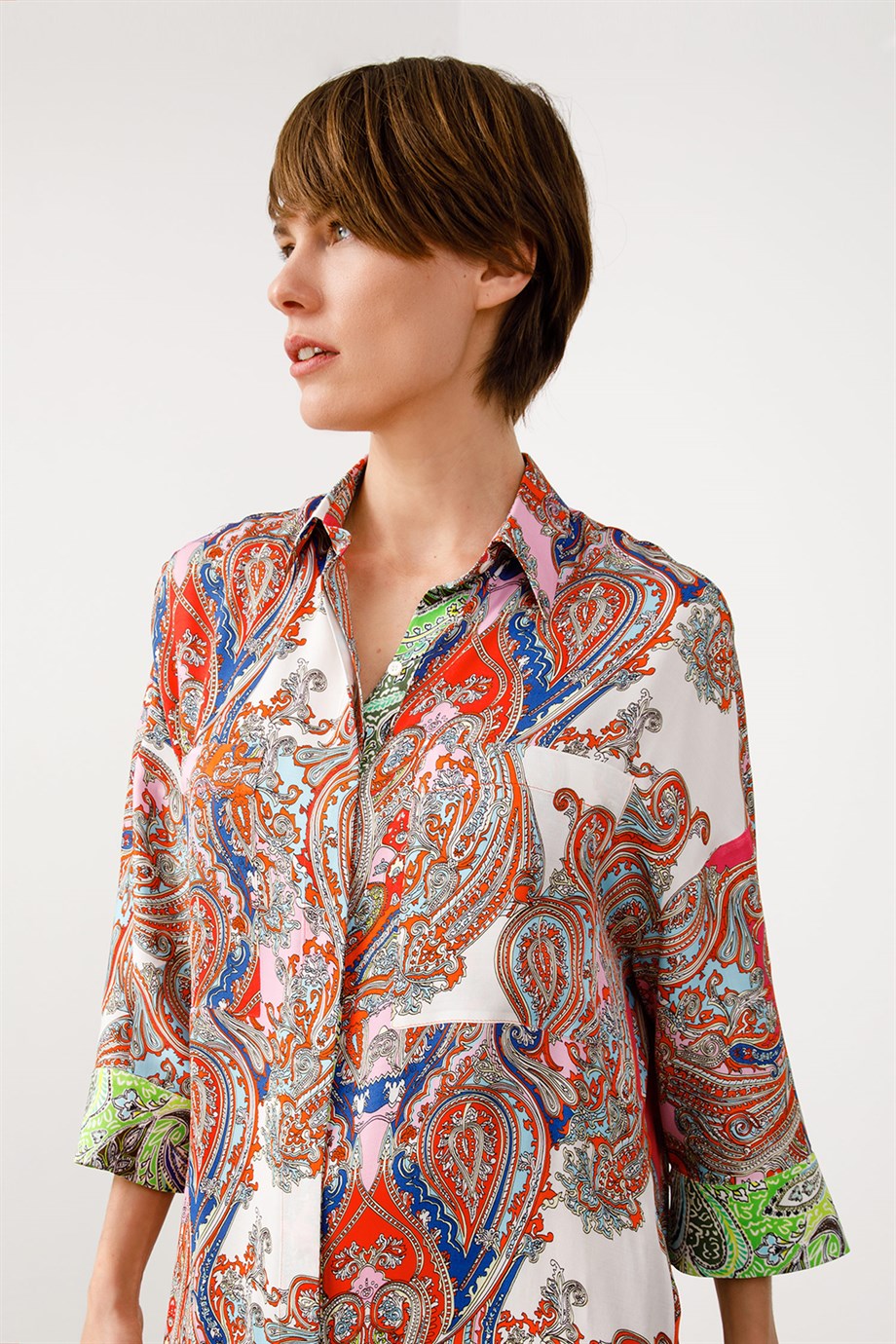 Şal Desen Kimono Kol Elbise