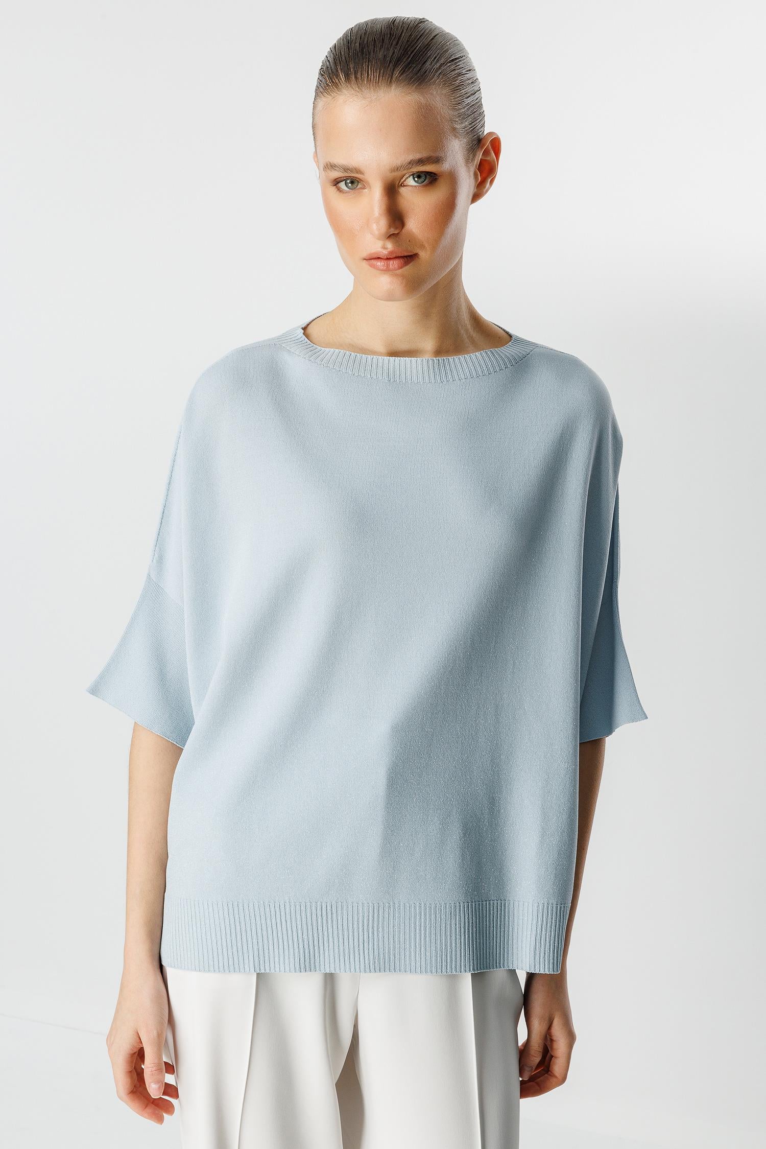 Simli Kayık Yaka Triko