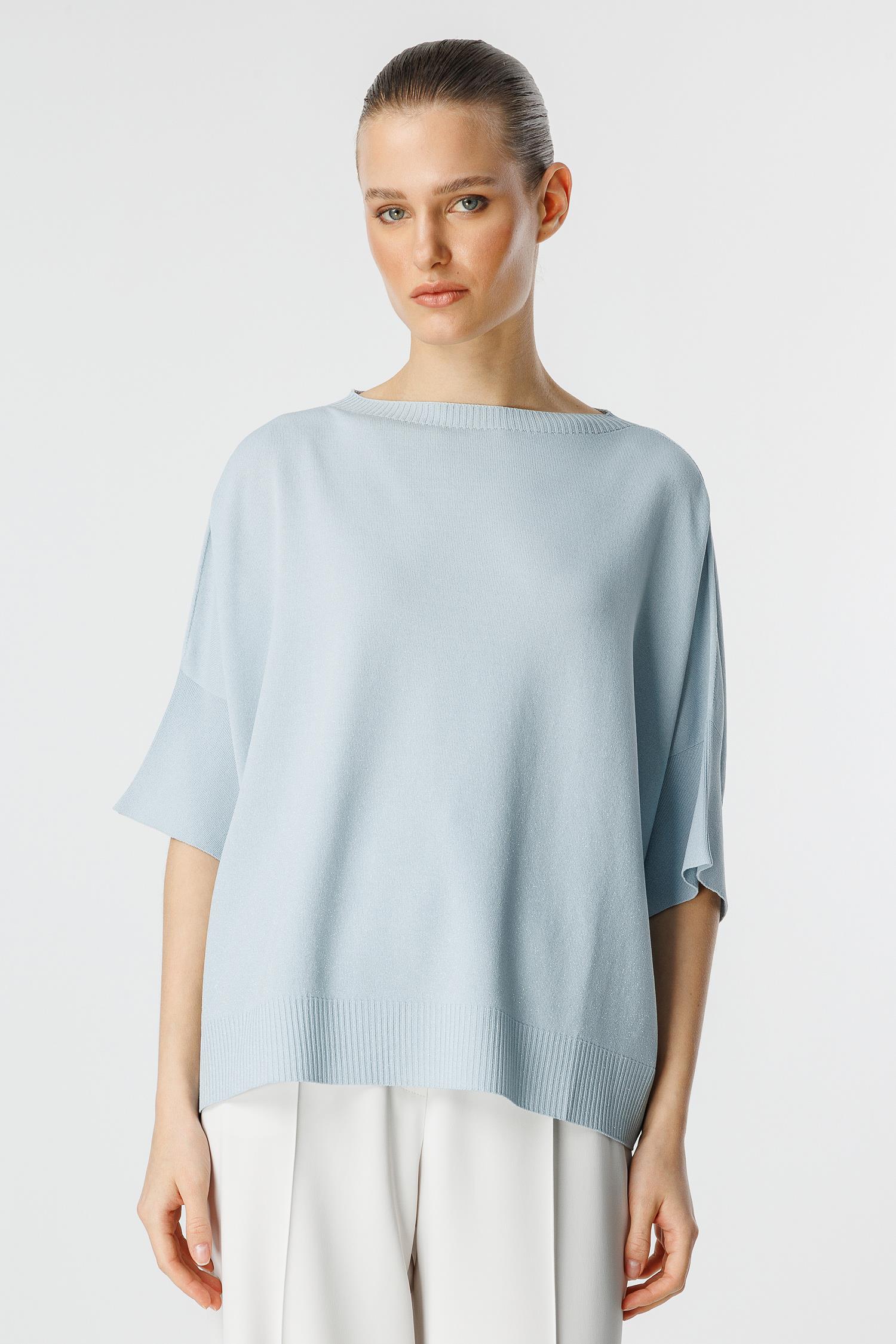 Simli Kayık Yaka Triko