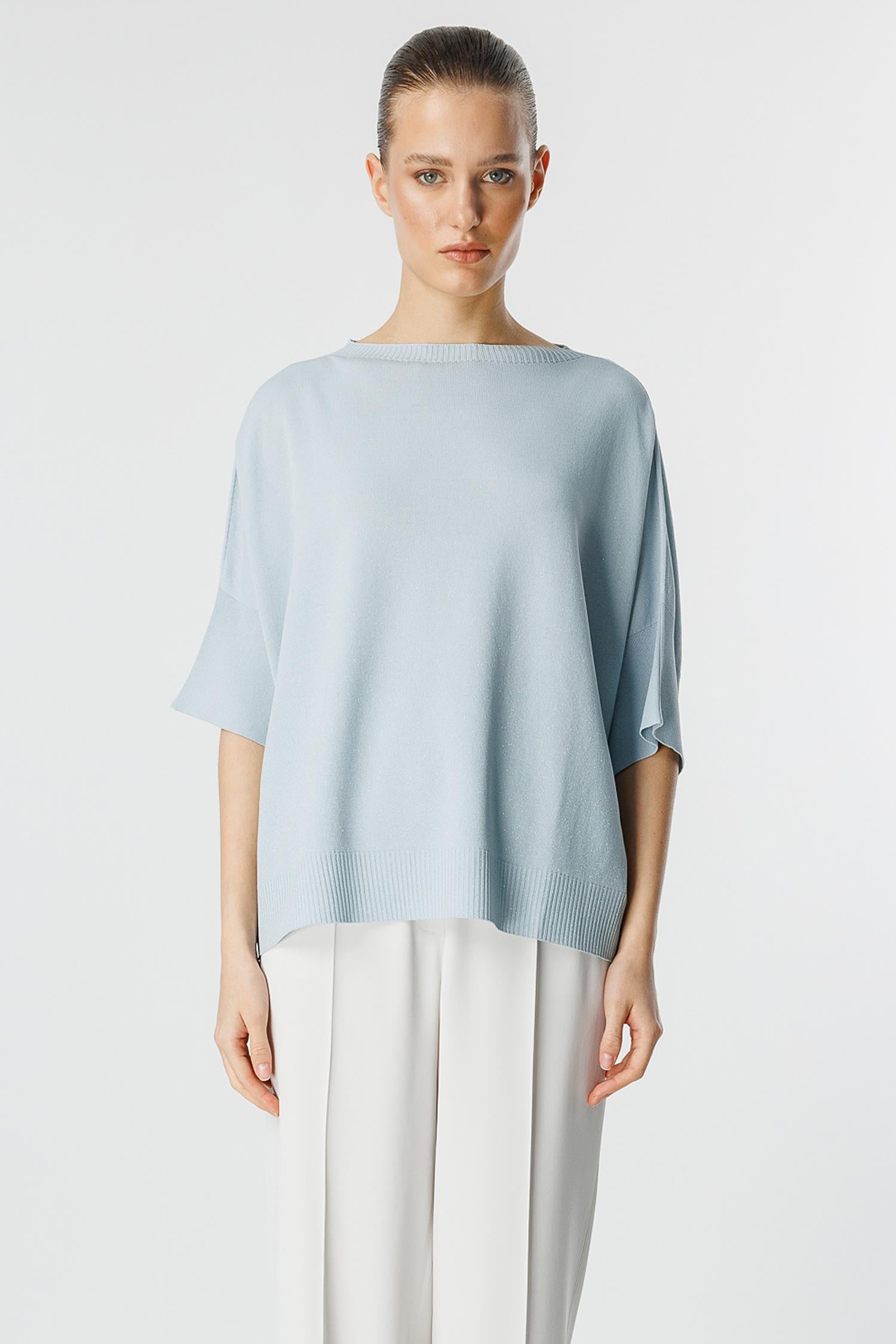 Simli Kayık Yaka Triko