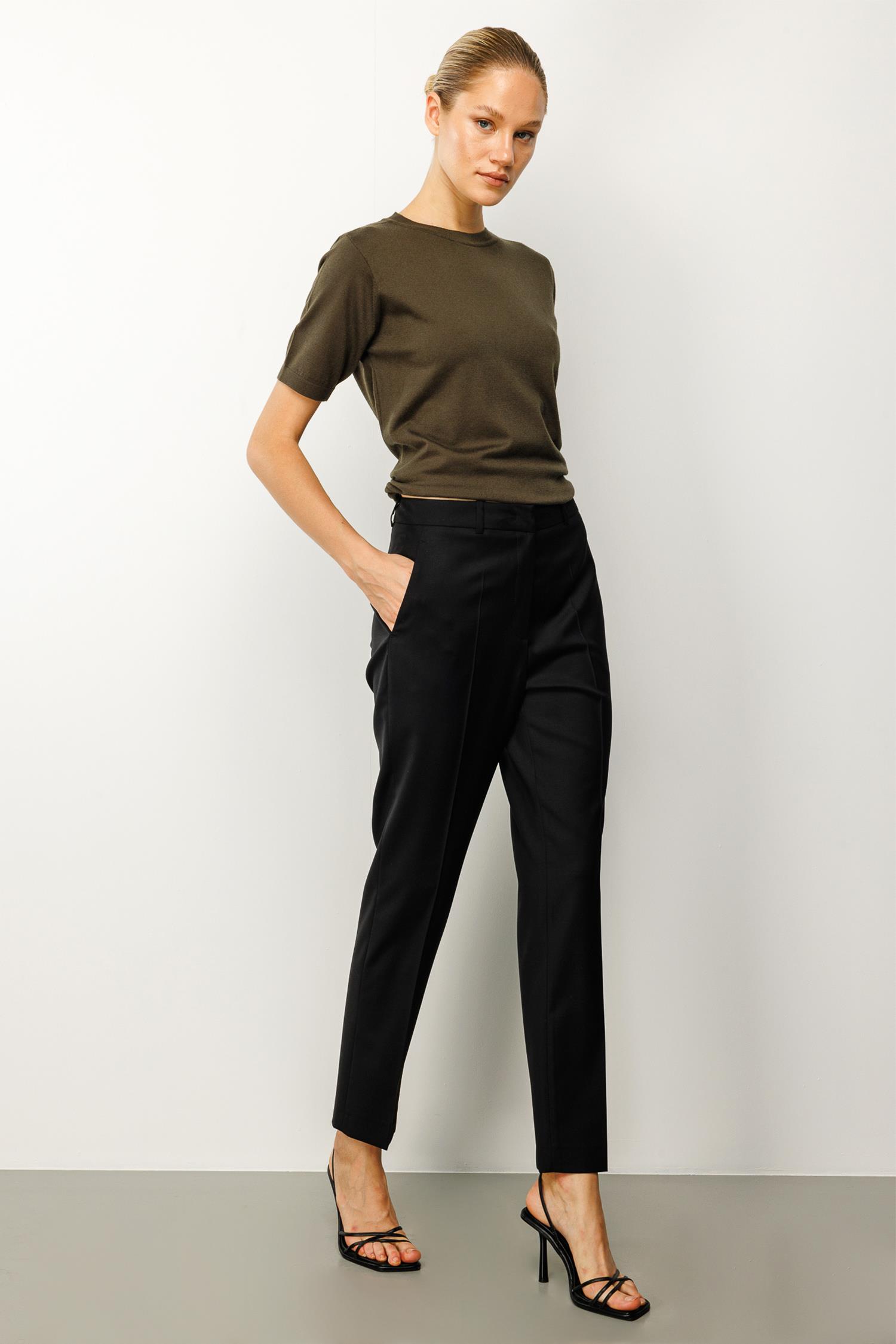 Slim Fit Cepli Yün Pantolon
