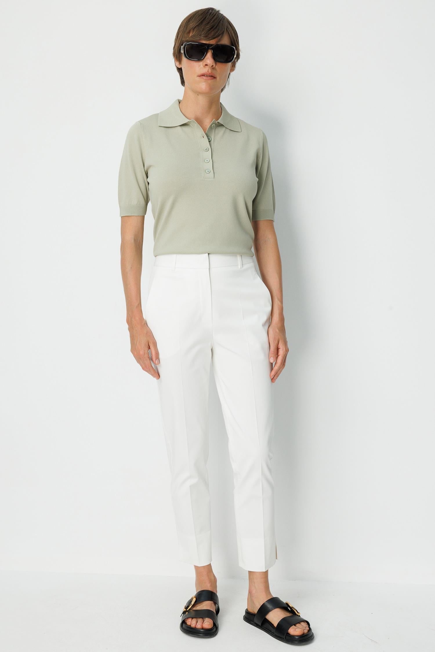 Slim Fit Yırtmaçlı Koton Pantolon