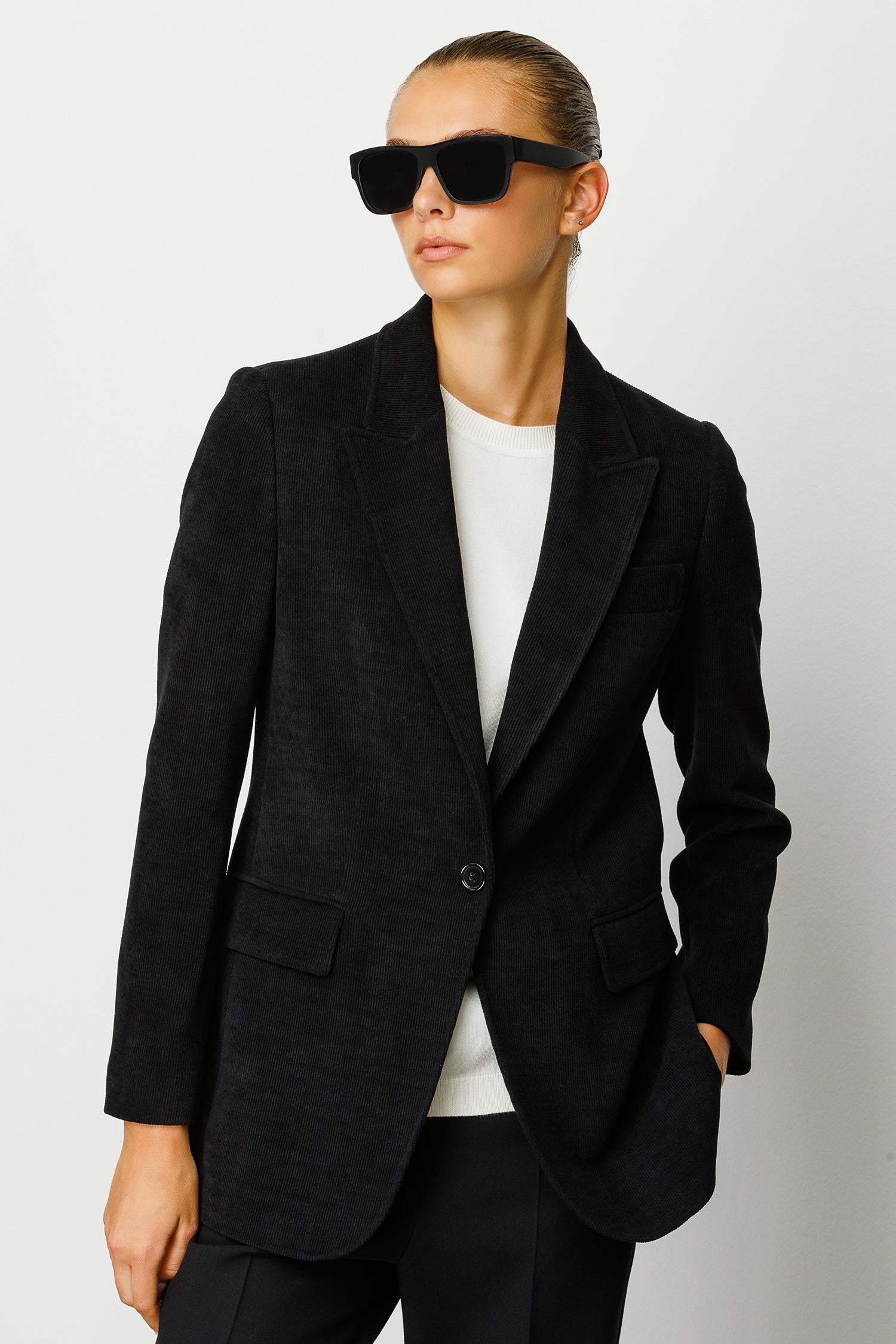 Tek Düğme Kadife Ceket