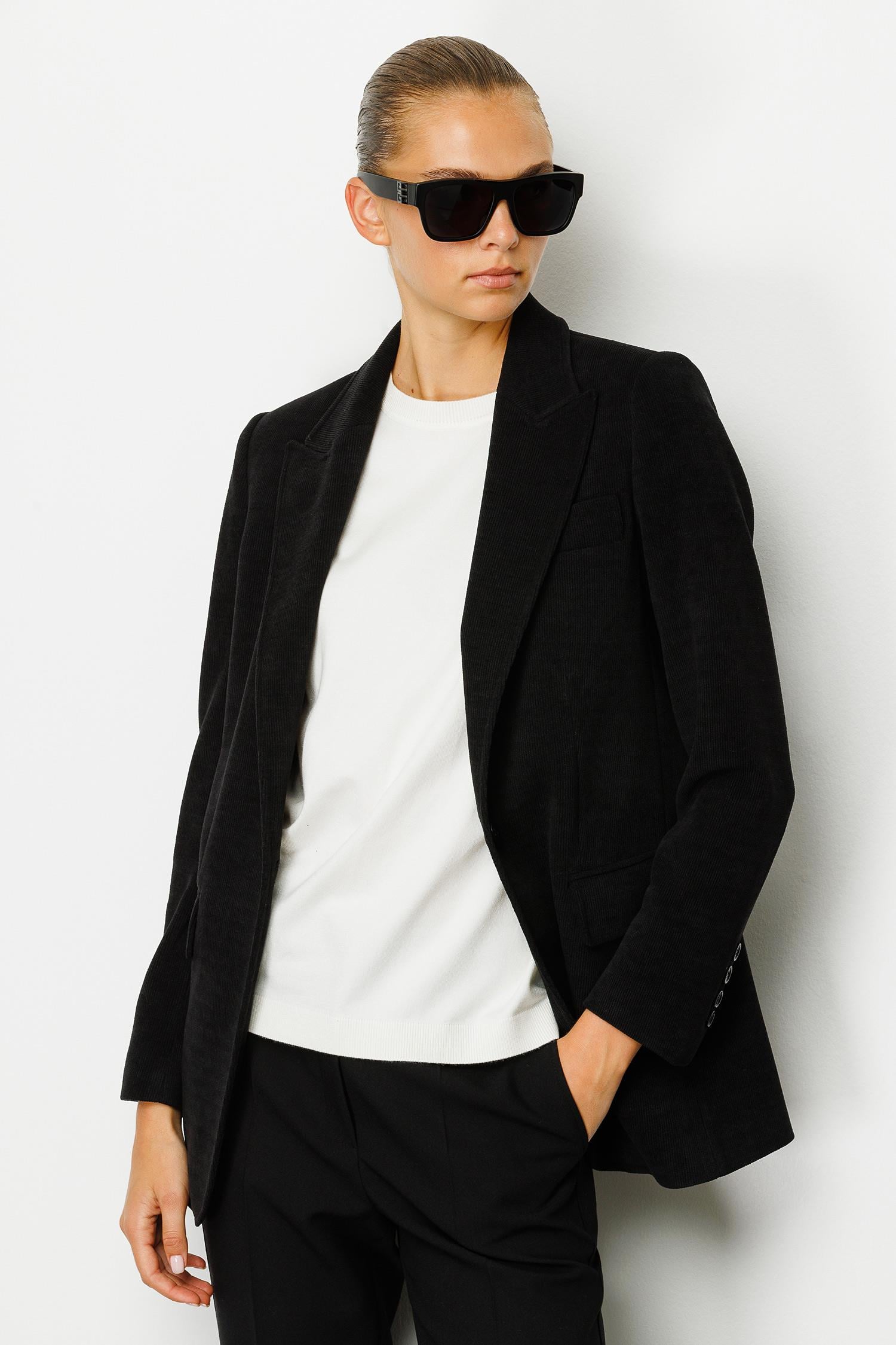 Tek Düğme Kadife Ceket