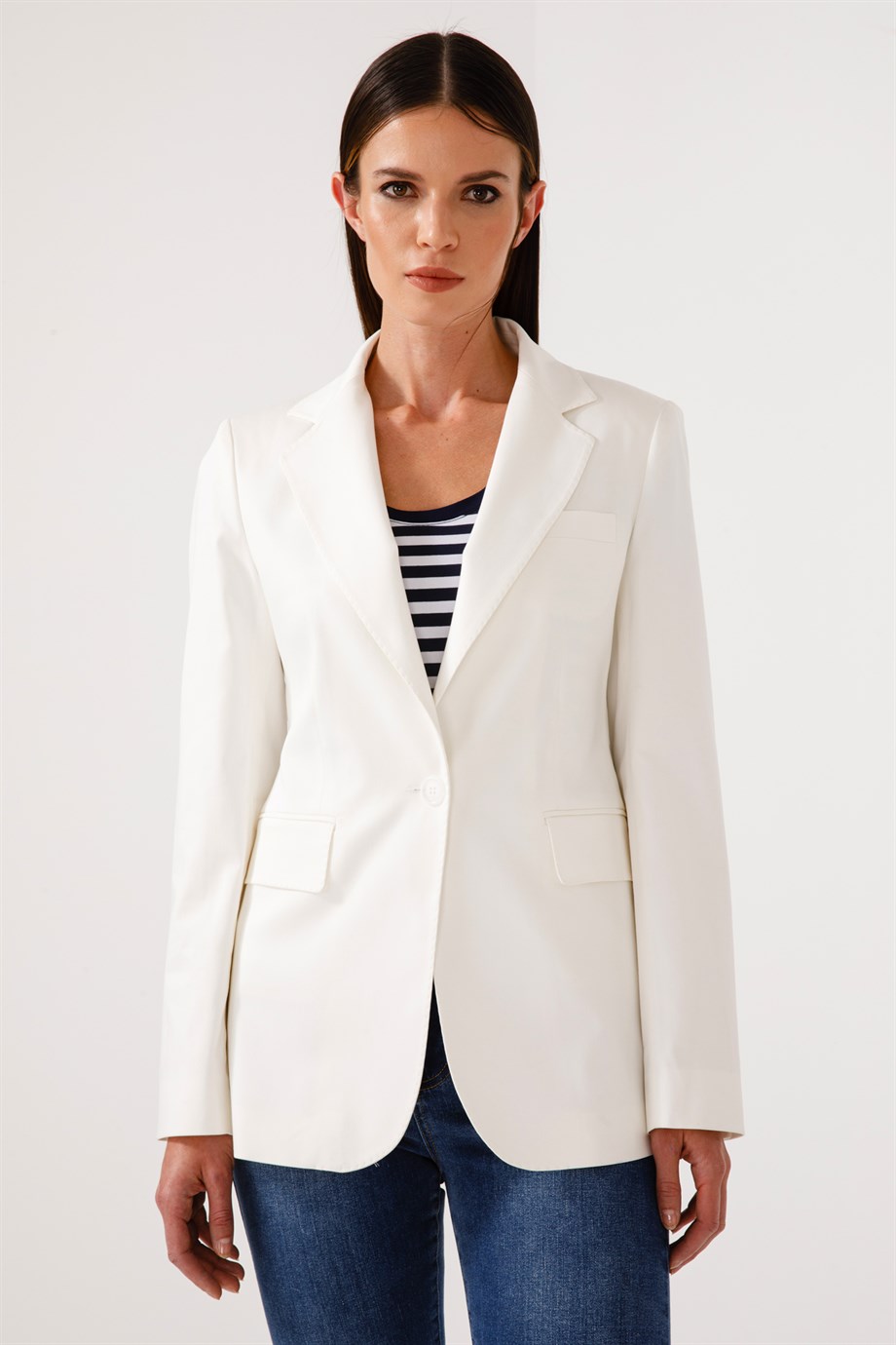 Tek Düğme Koton Ceket