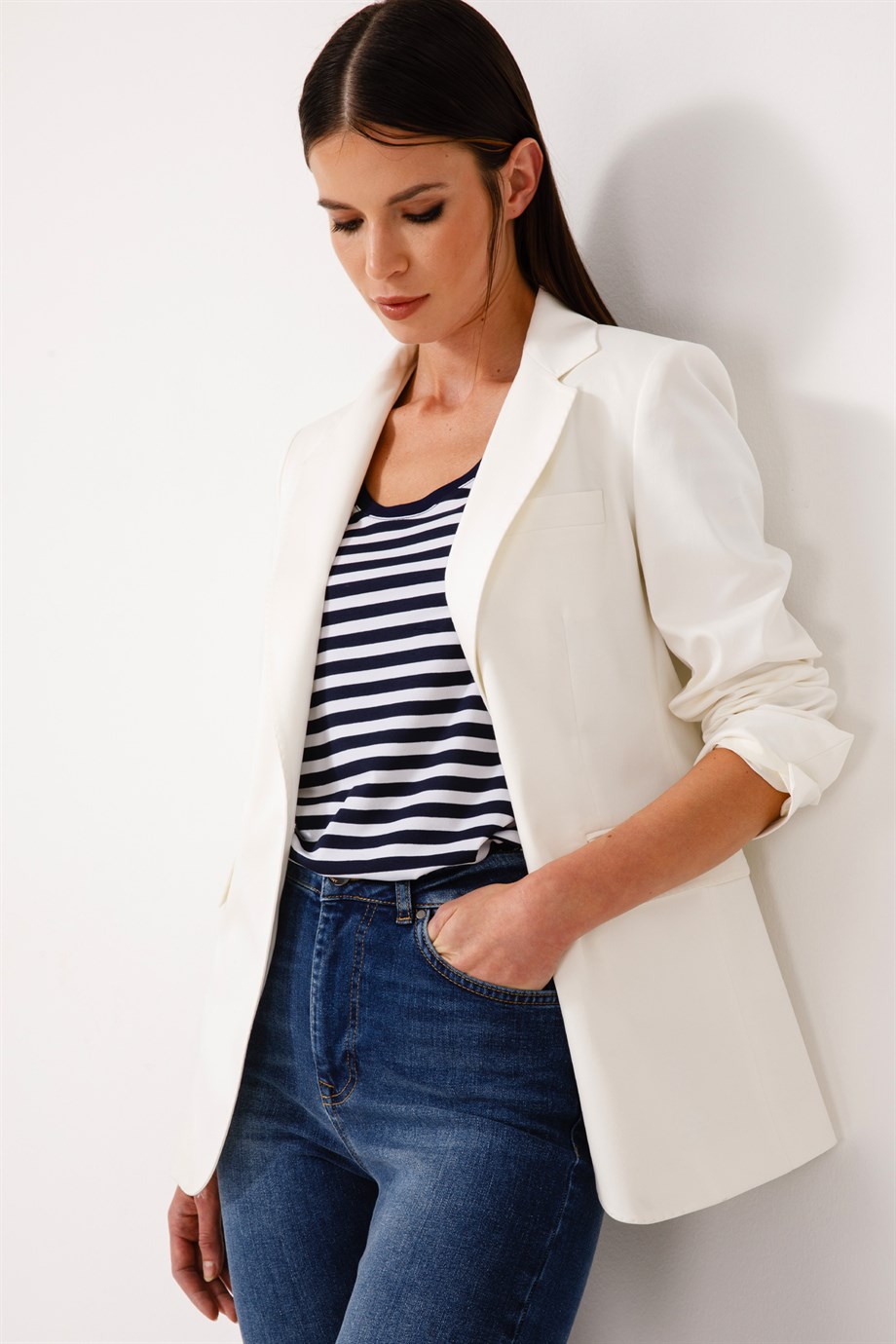 Tek Düğme Koton Ceket