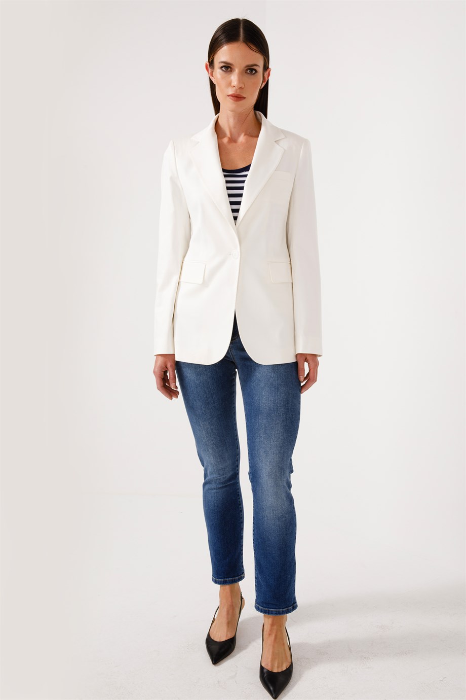 Tek Düğme Koton Ceket