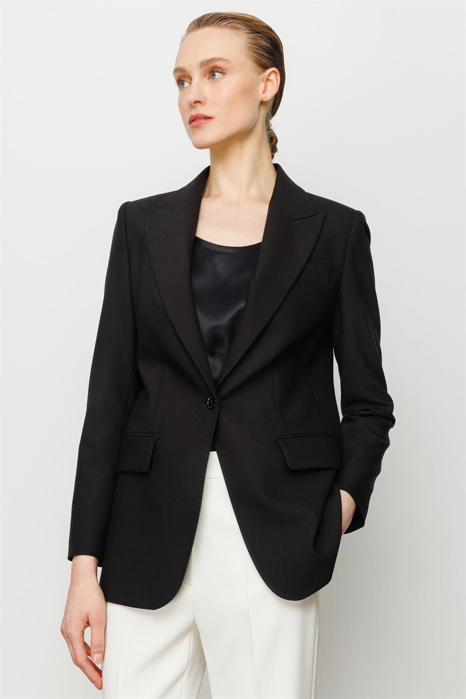 Tek Düğme Yırtmaçlı Ceket