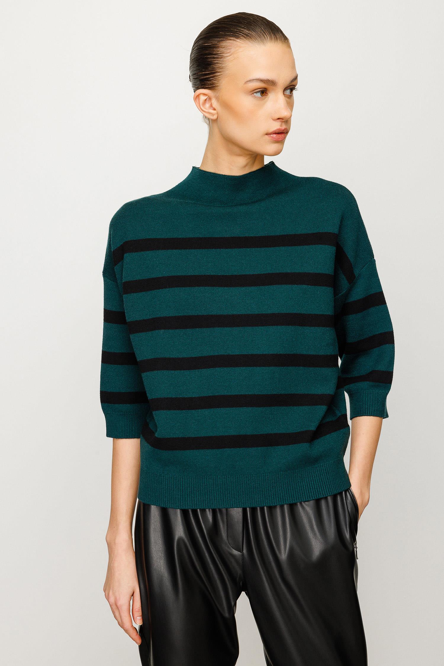 Truvakar Kol Dik Yaka Çizgili Triko