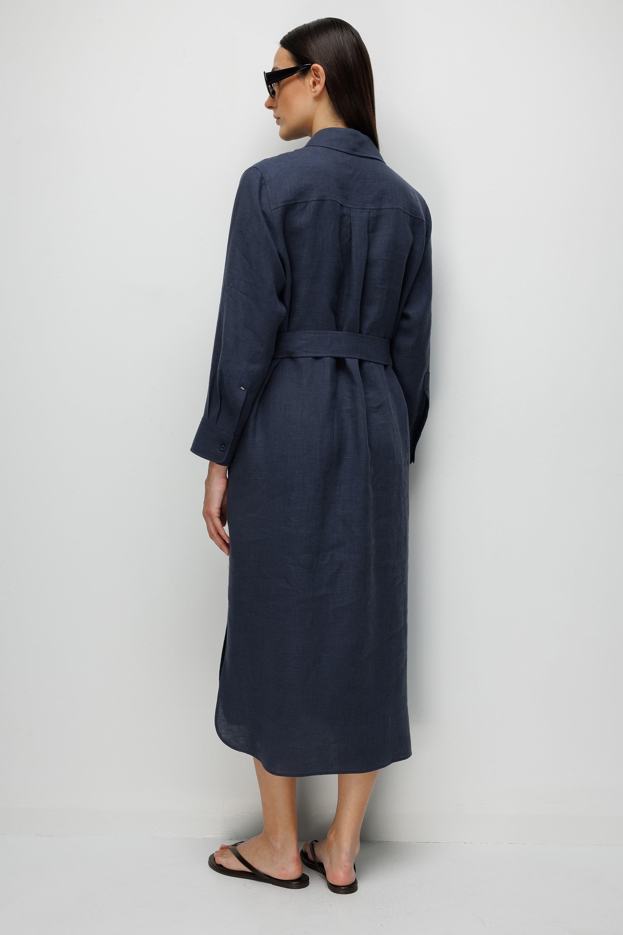 Uzun Kol Keten Elbise