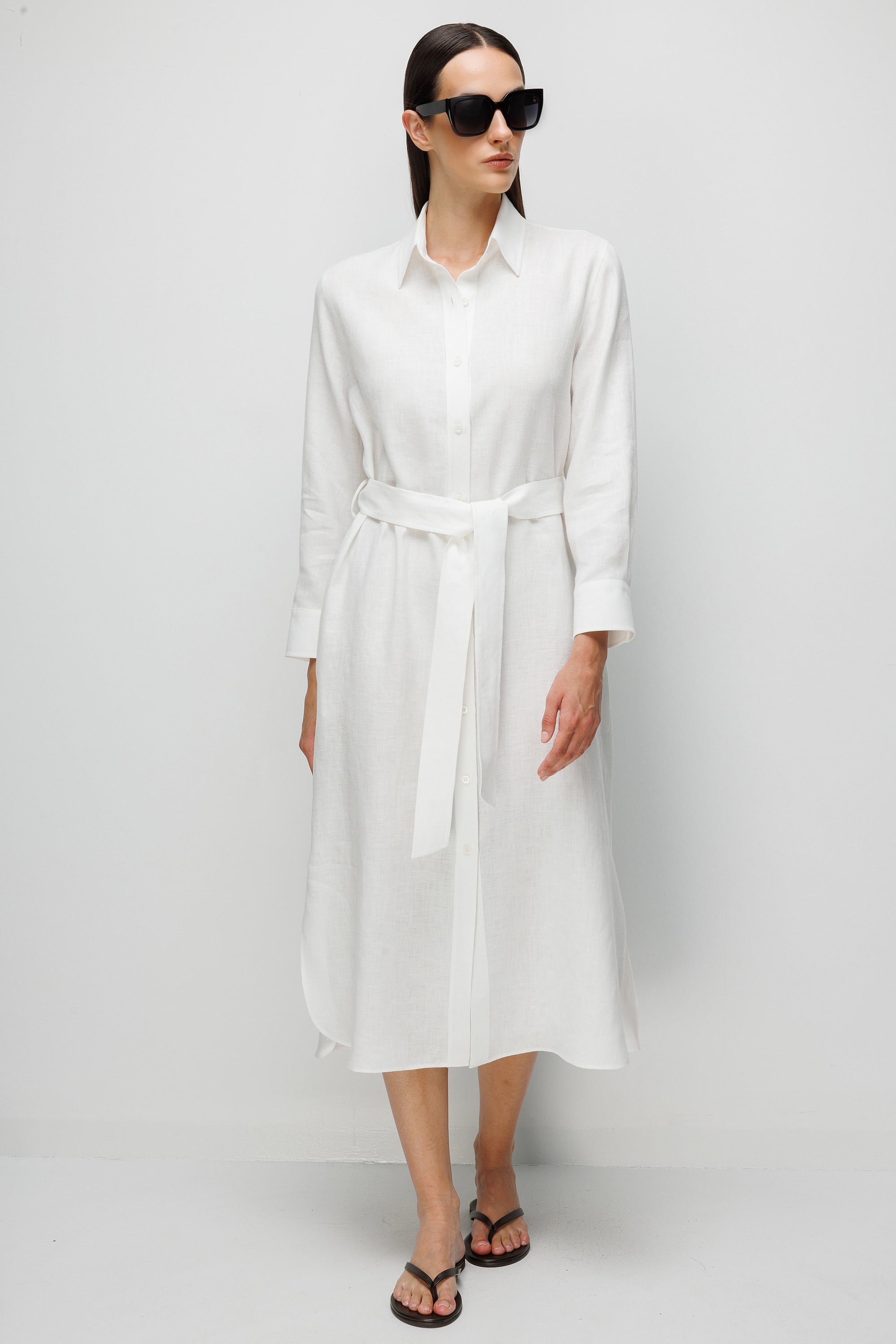 Uzun Kol Keten Elbise