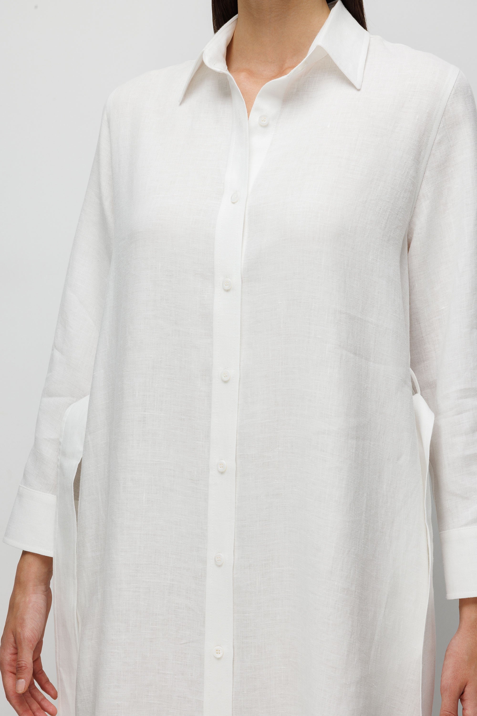 Uzun Kol Keten Elbise