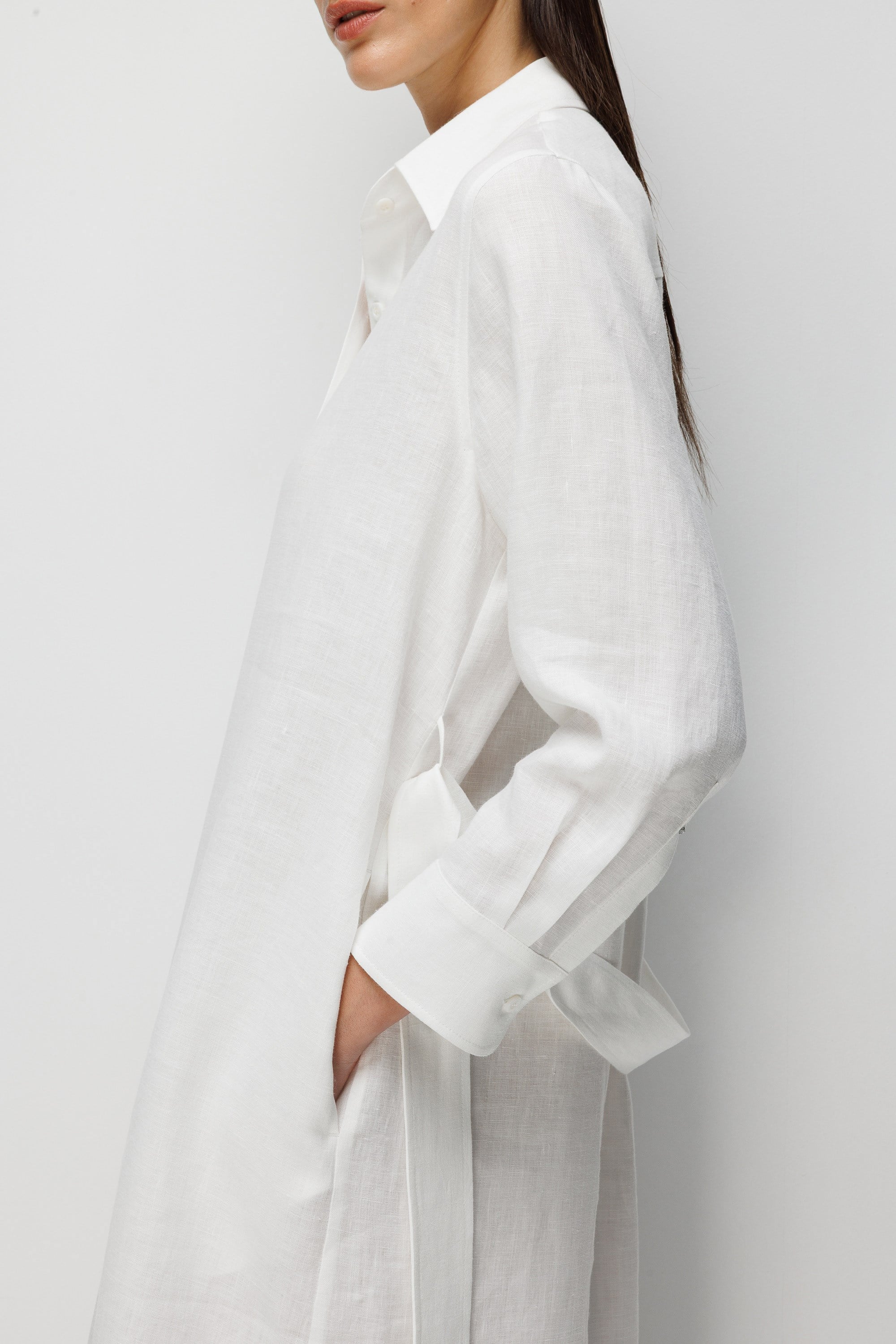 Uzun Kol Keten Elbise