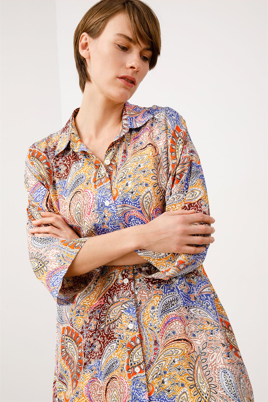 Uzun Şal Desen Elbise