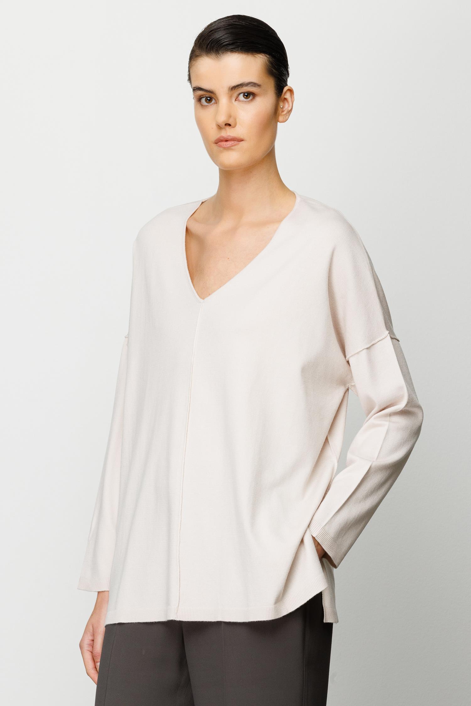 V Yaka Dikişli Oversize Triko