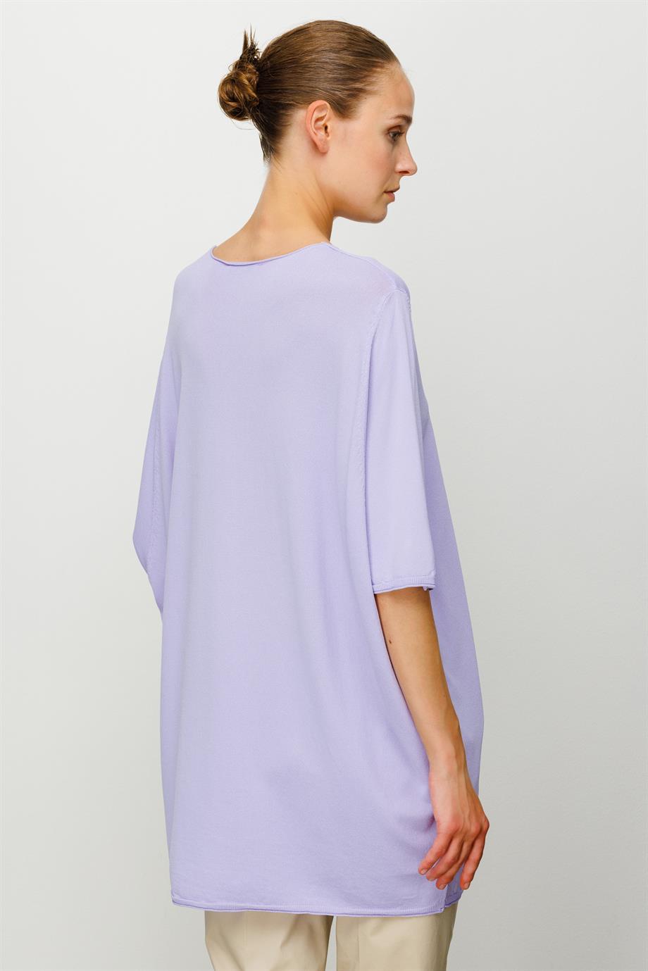 V Yaka Düşük Kol Oversize Triko