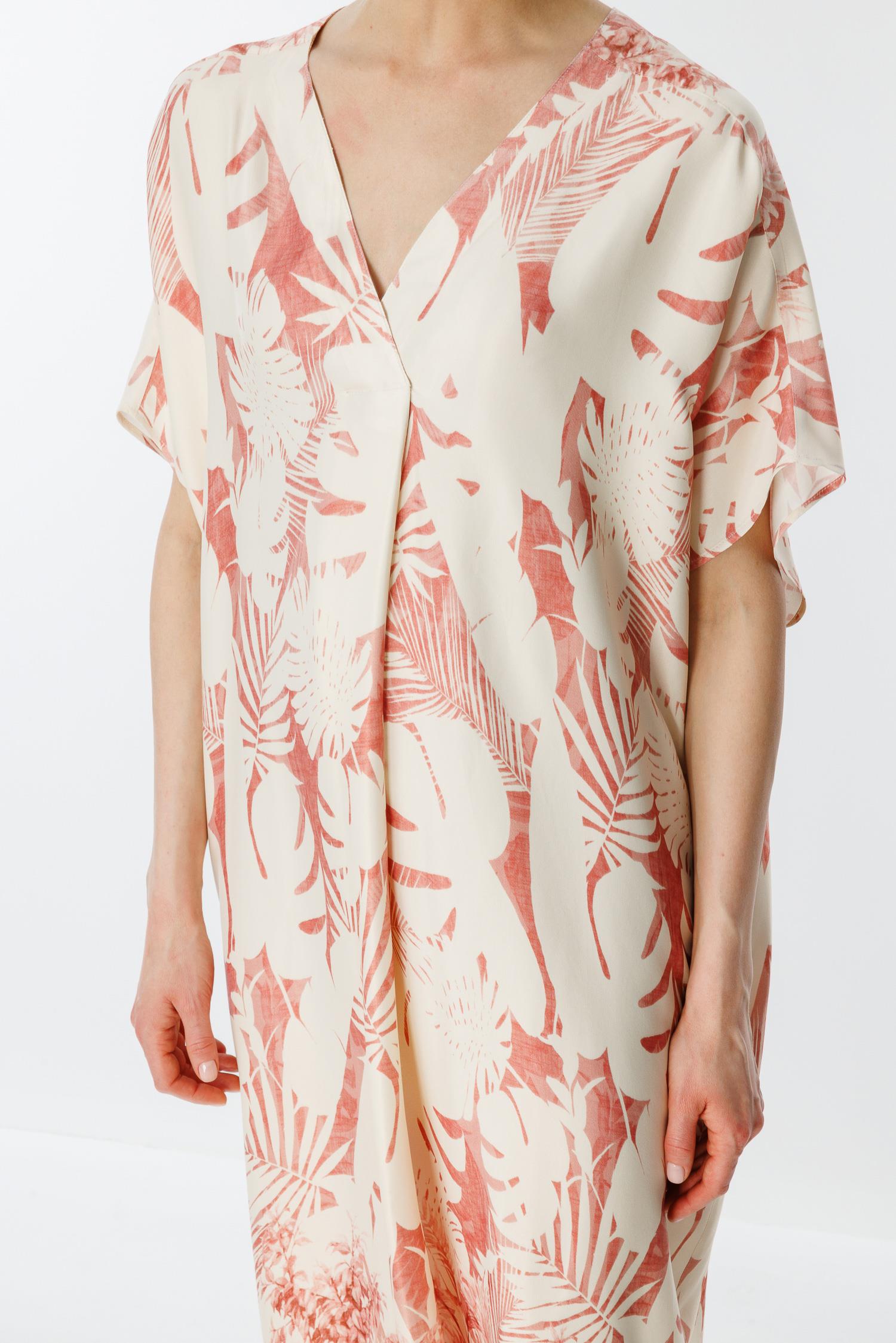 V Yaka Palmiye Desen Elbise