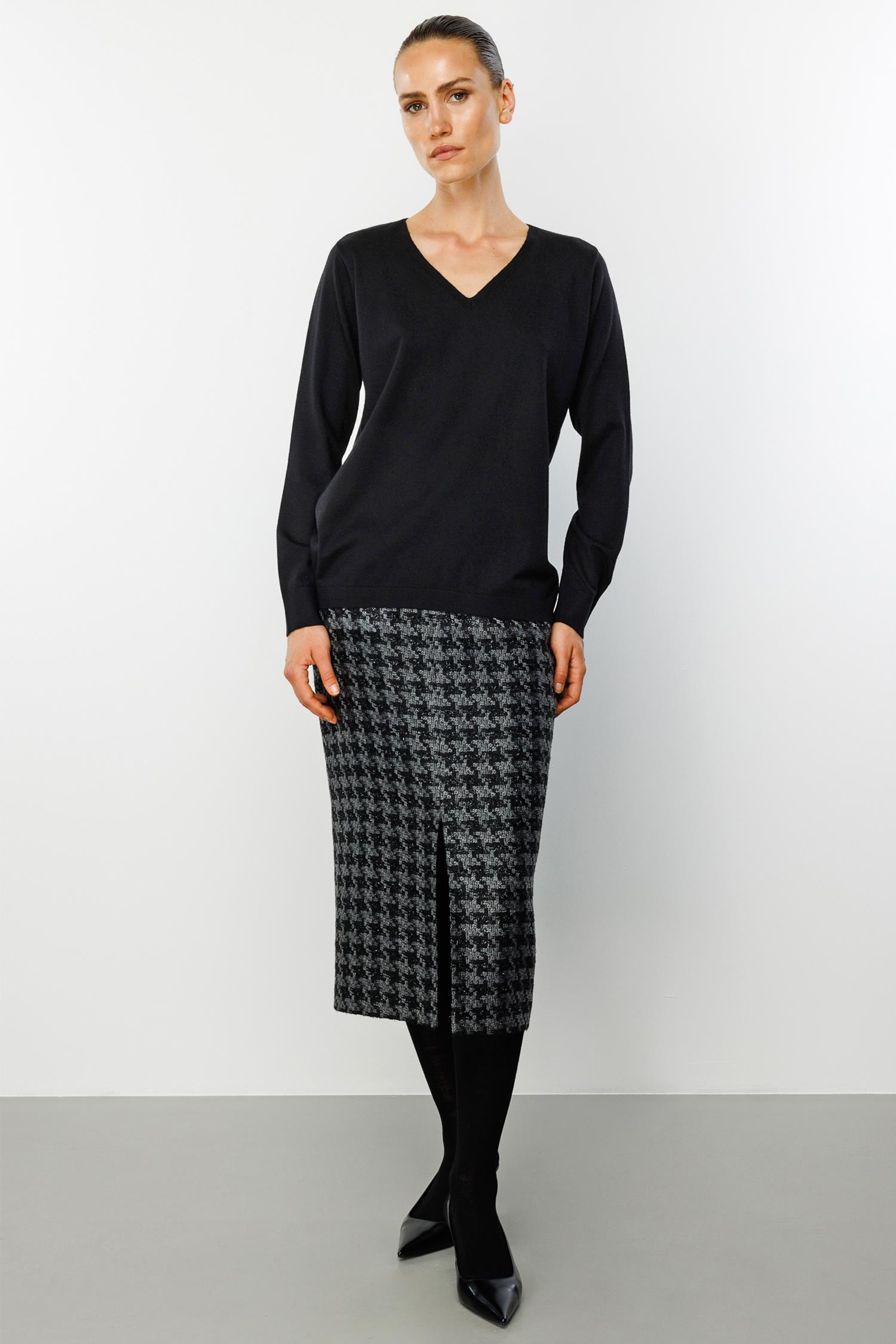 V Yaka Uzun Kol Triko