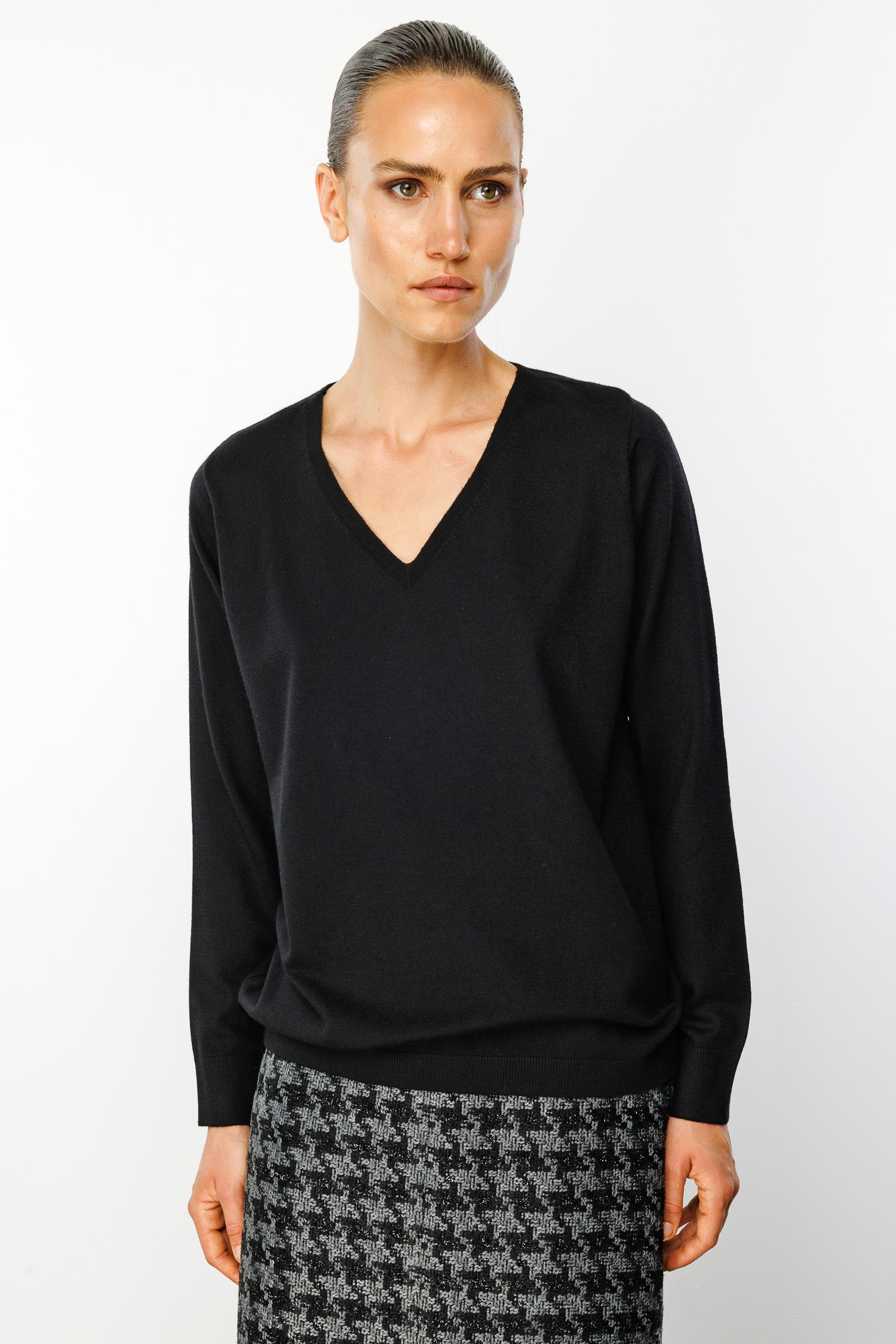 V Yaka Uzun Kol Triko