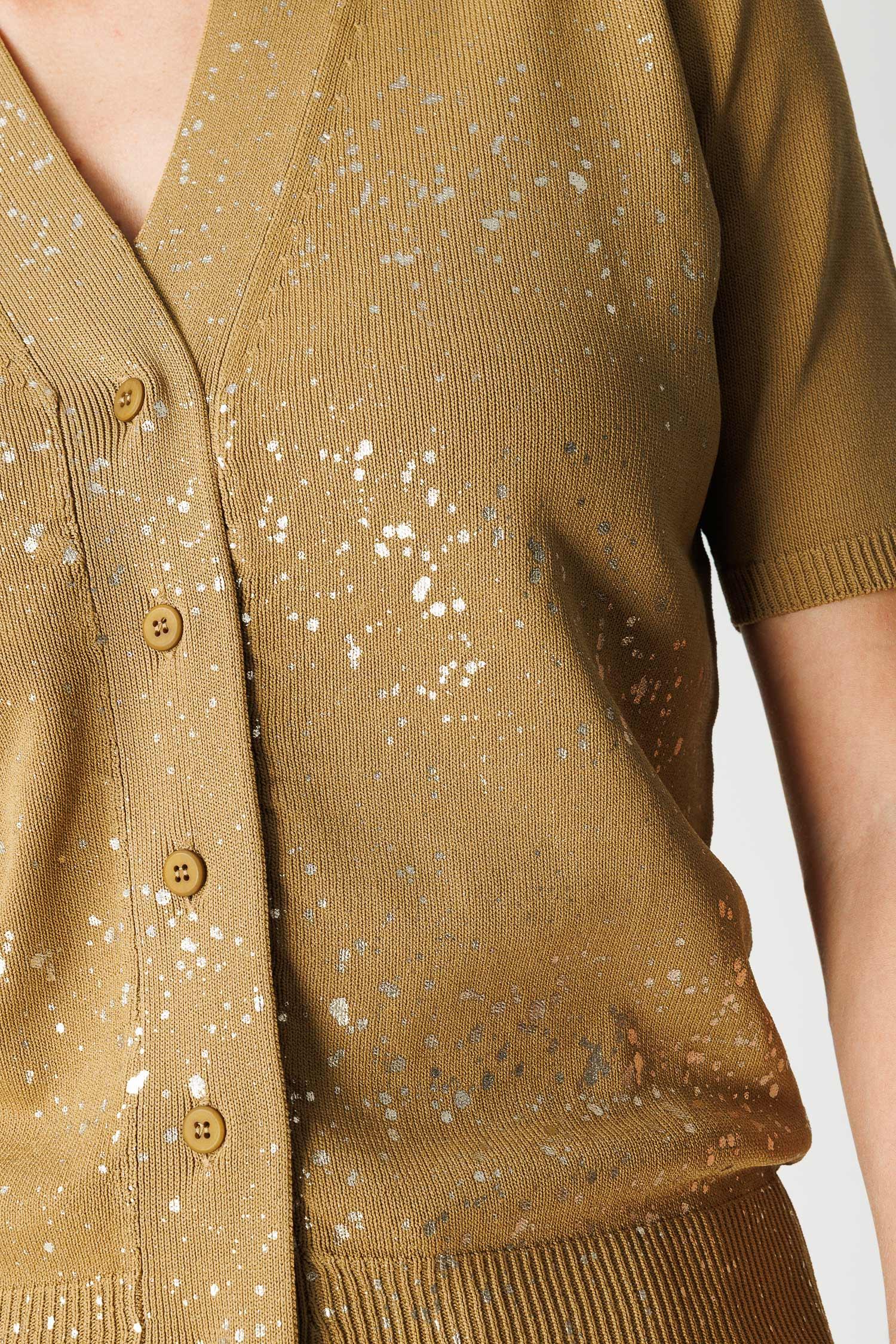 Varak Baskılı V Yaka Hırka