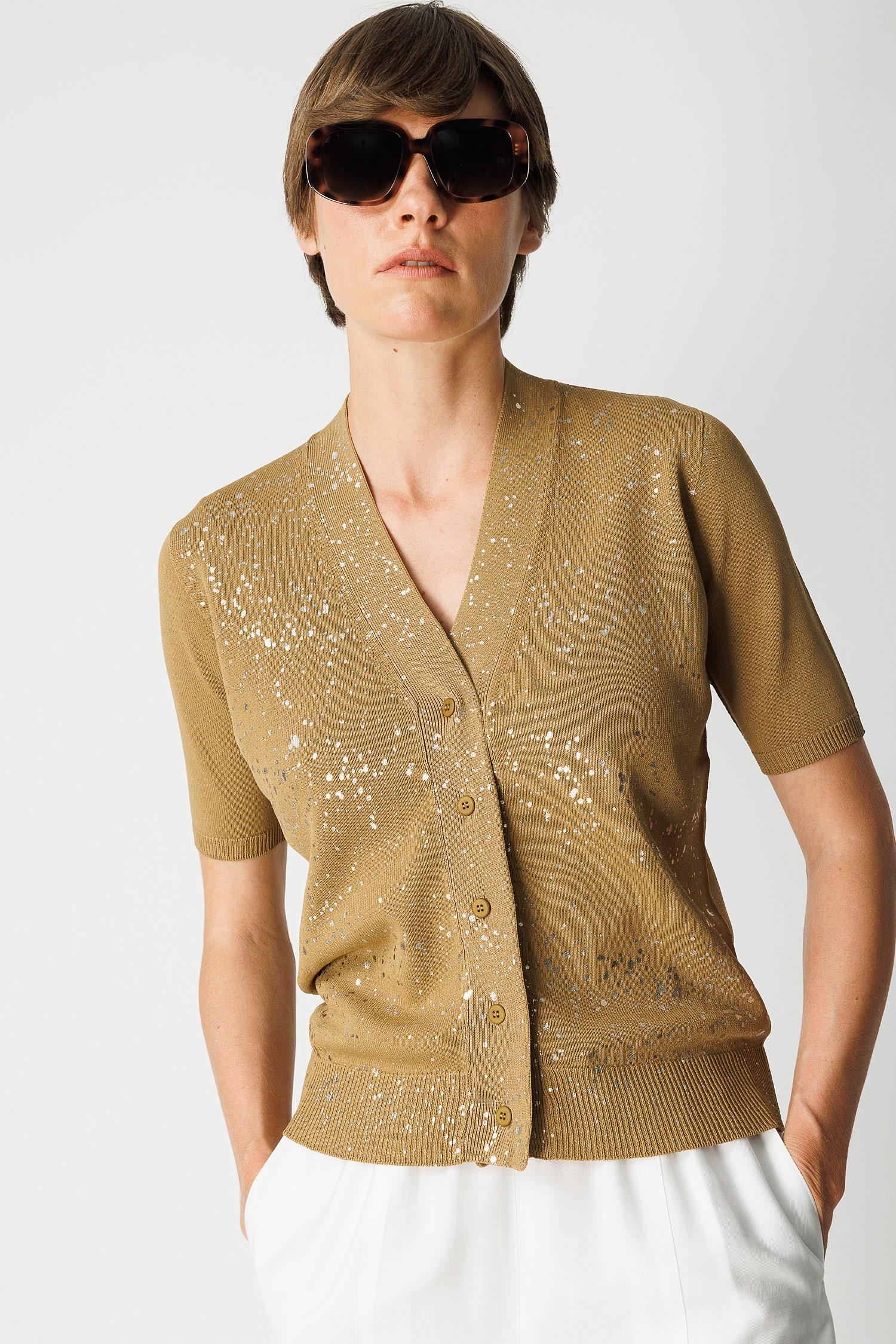 Varak Baskılı V Yaka Hırka