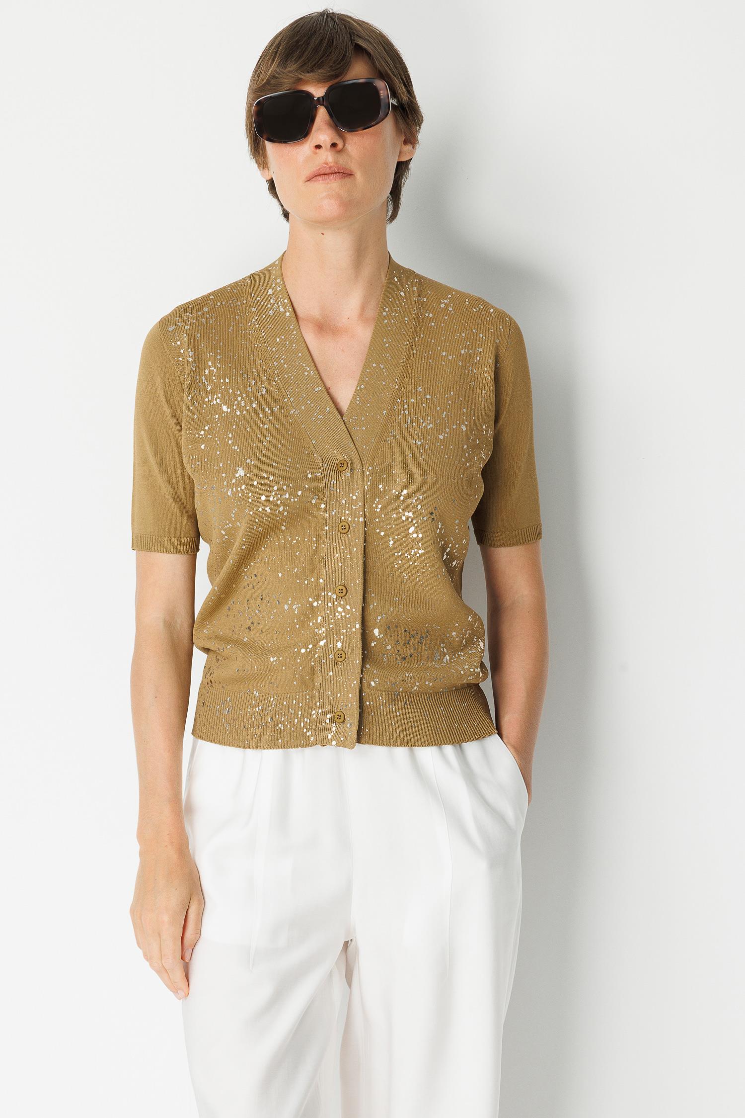 Varak Baskılı V Yaka Hırka