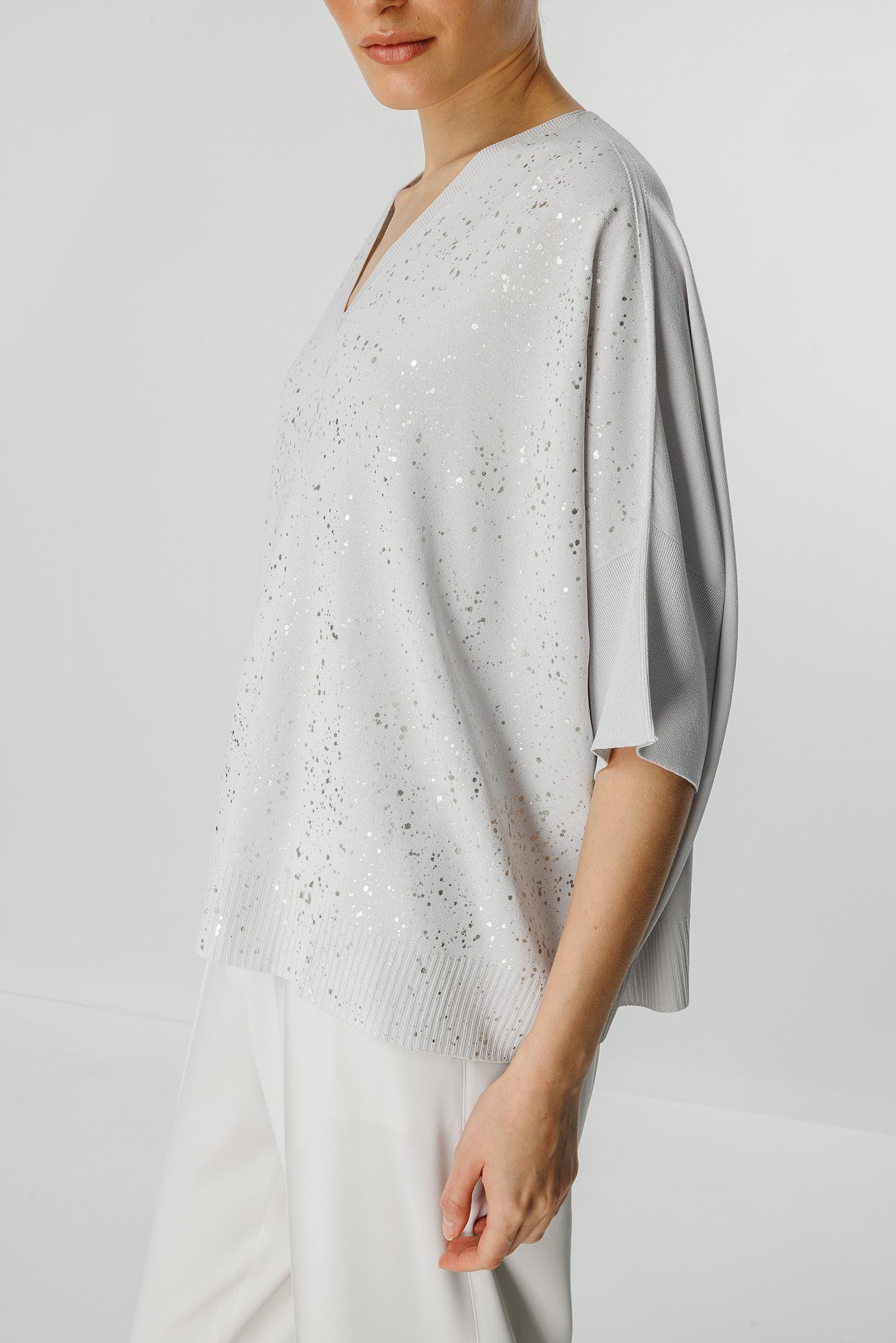 Varak Baskılı V Yaka Triko