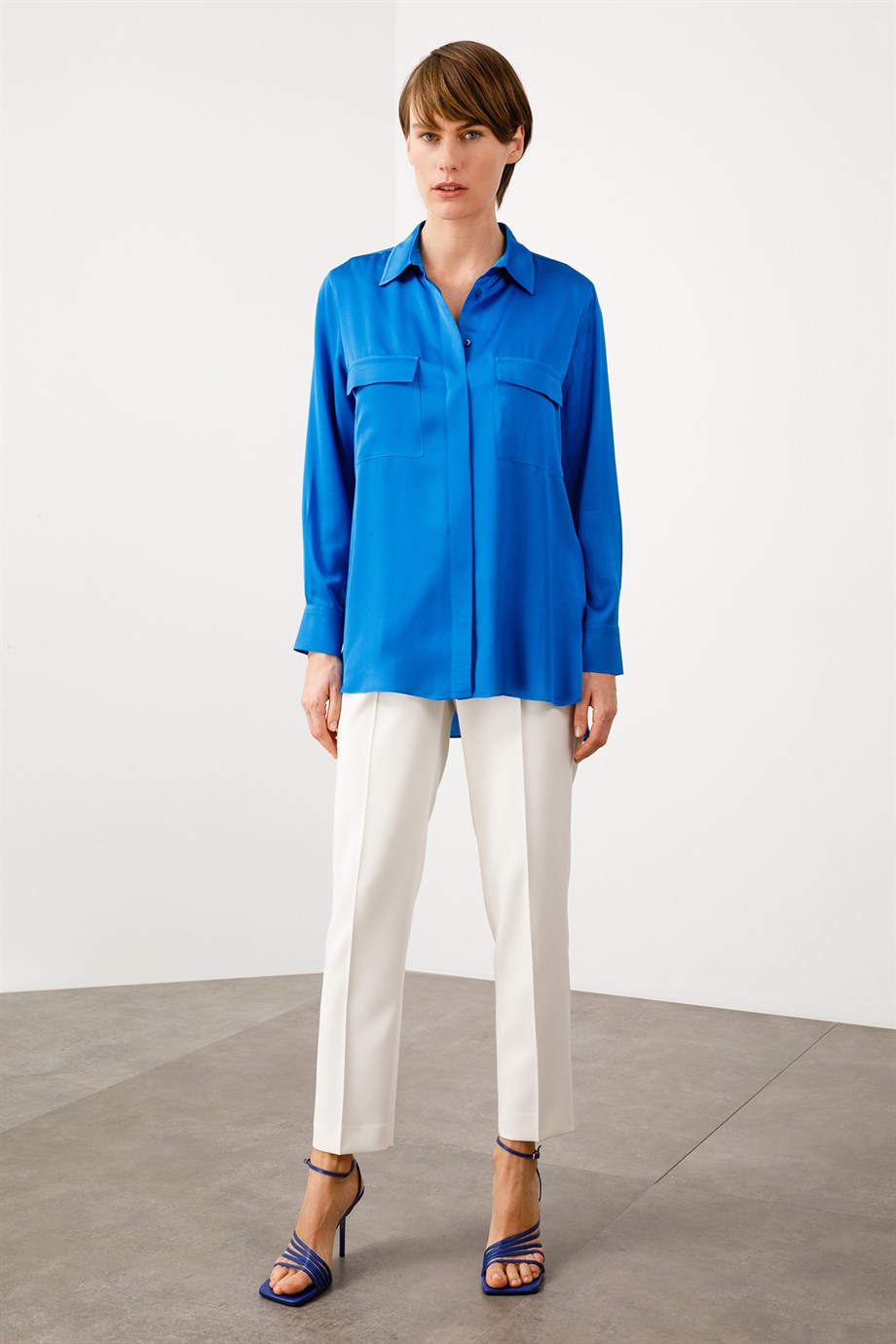 Viskon-Rayon Çift Cepli Gömlek