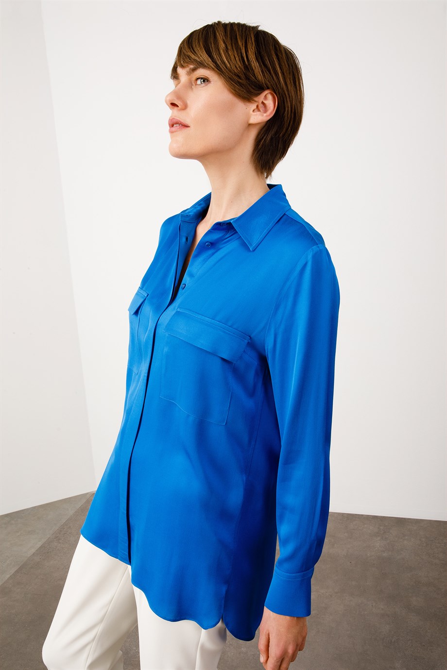 Viskon-Rayon Çift Cepli Gömlek