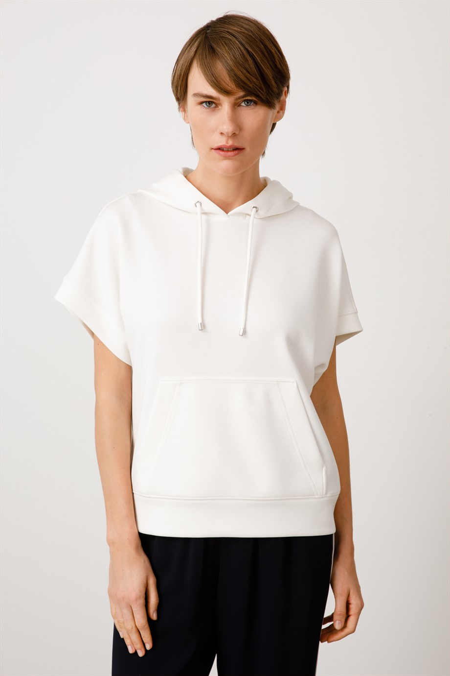 Yarım Kol Kapüşonlu Sweat