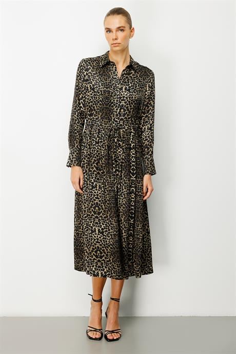 Büzgülü Leopar Elbise