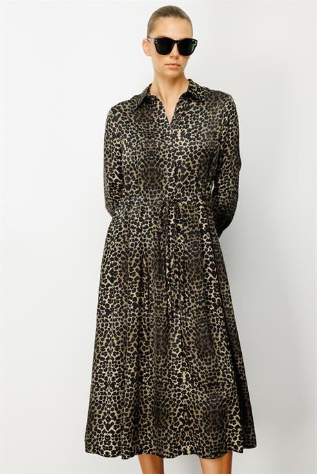 Büzgülü Leopar Elbise