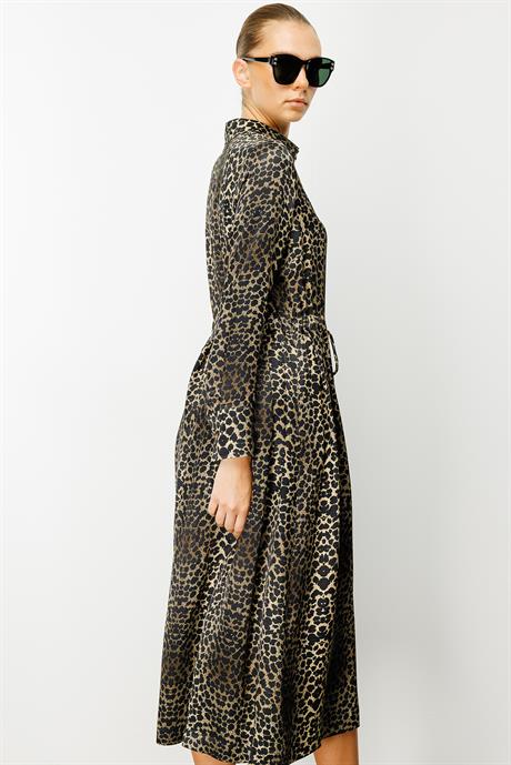 Büzgülü Leopar Elbise