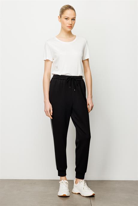 Elastan Kemerli Biyeli Sweat Pantolon