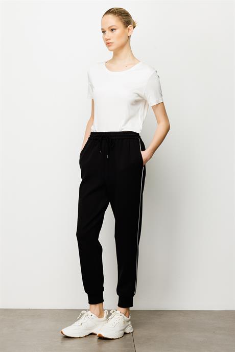Elastan Kemerli Biyeli Sweat Pantolon