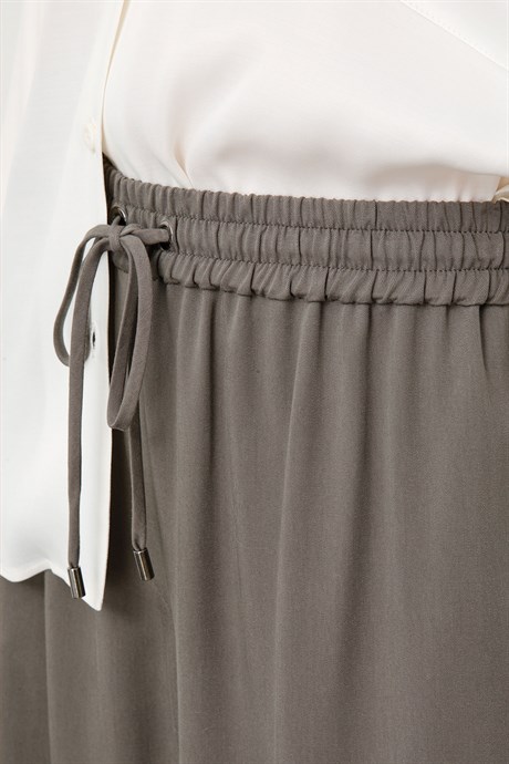 Elastan Kemerli Bol Paça Pantolon