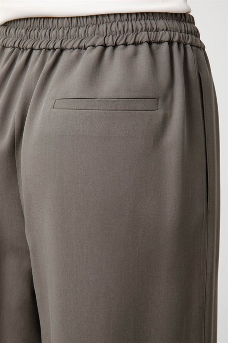 Elastan Kemerli Bol Paça Pantolon