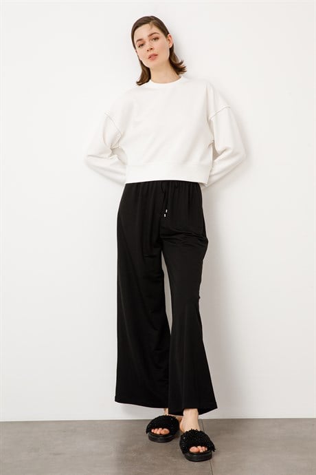 Elastan Kemerli Bol Pantolon