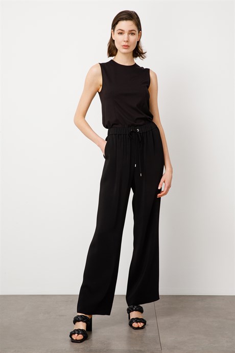 Elastan Kemerli Bol Pantolon