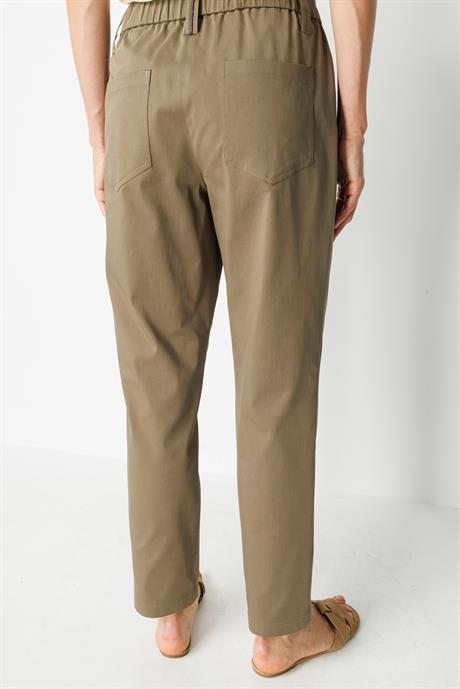 Elastan Kemerli Cepli Koton Pantolon