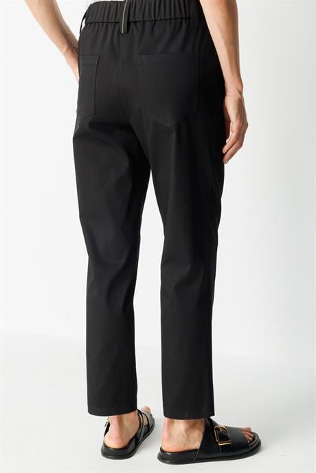 Elastan Kemerli Cepli Koton Pantolon