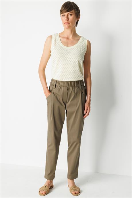 Elastan Kemerli Cepli Koton Pantolon